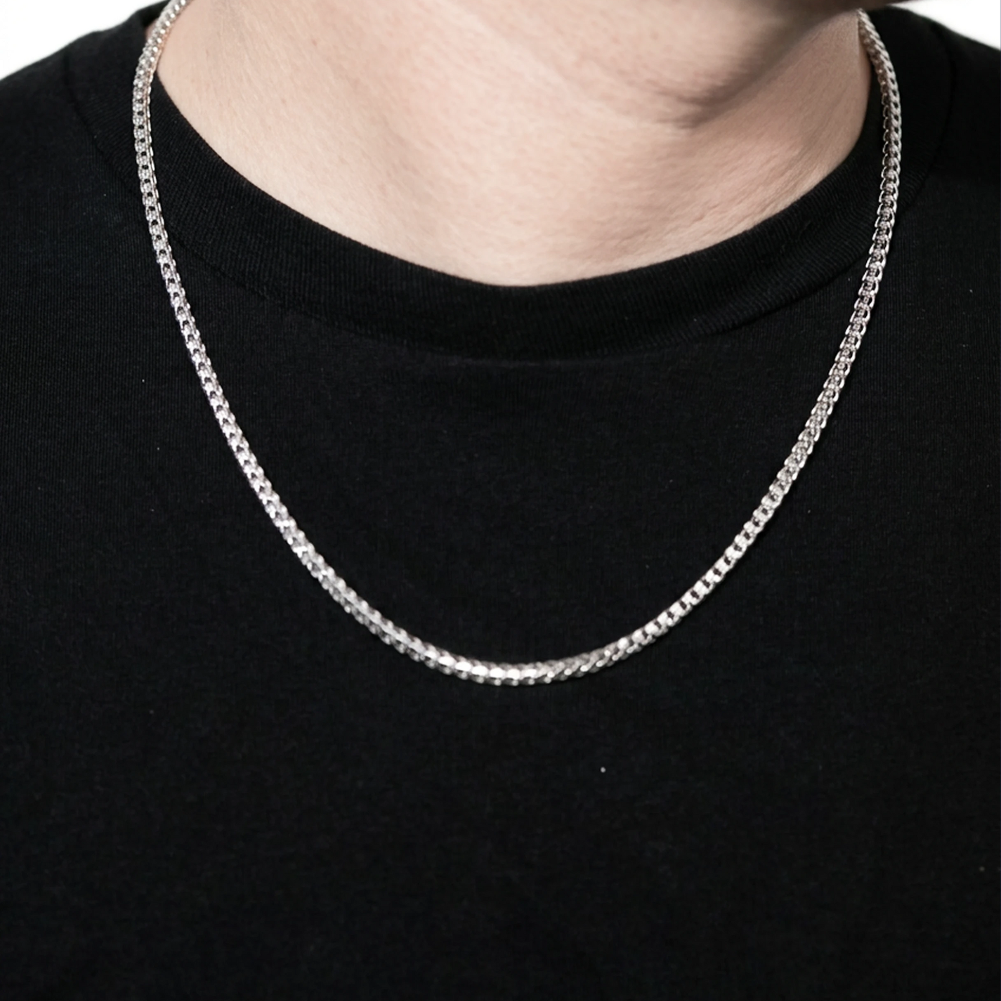 Sterling Silver Franco Chain in 925 sterling silver, 3mm width, alternate view
