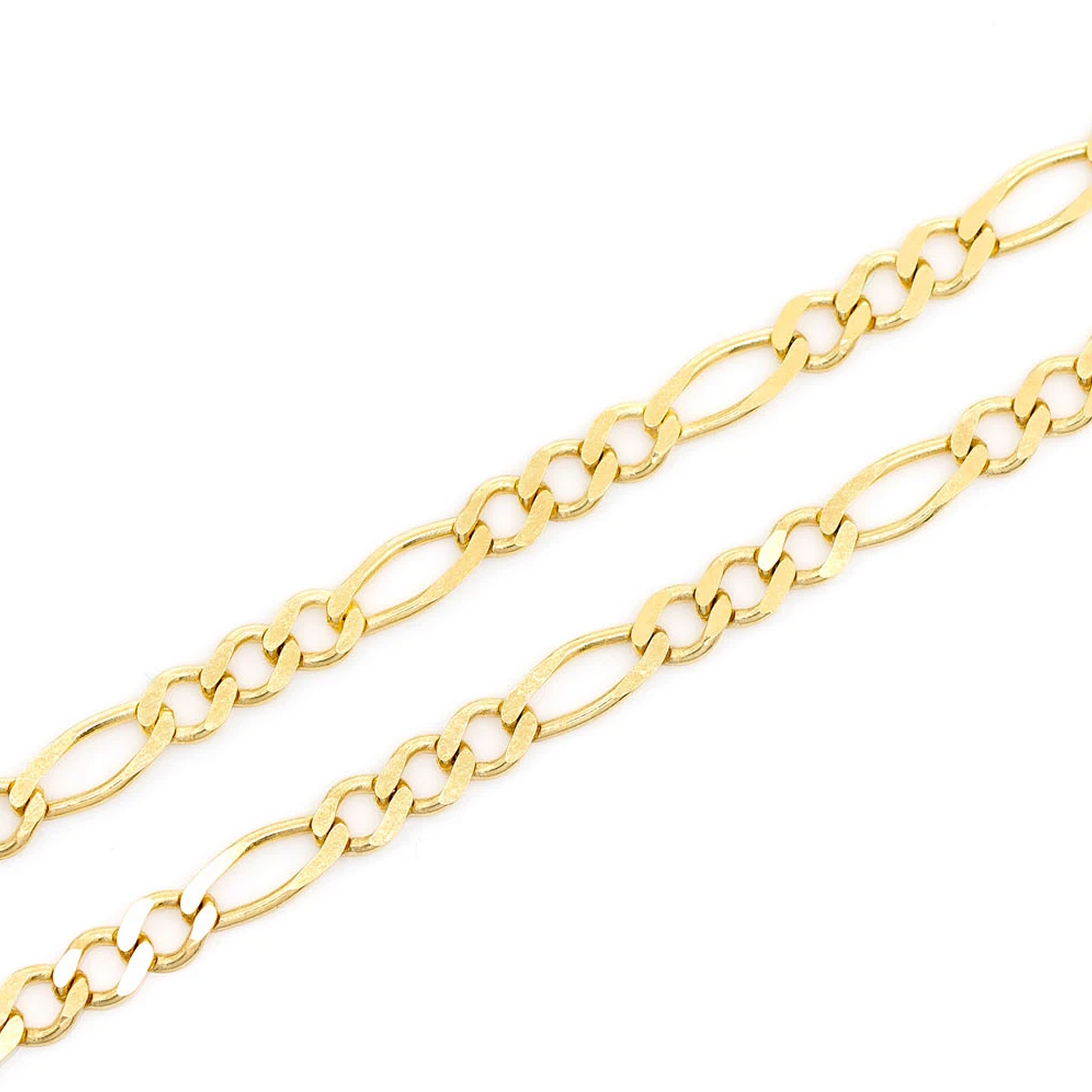 Figaro Gold Chain in 14K yellow gold, 3mm width, angled view