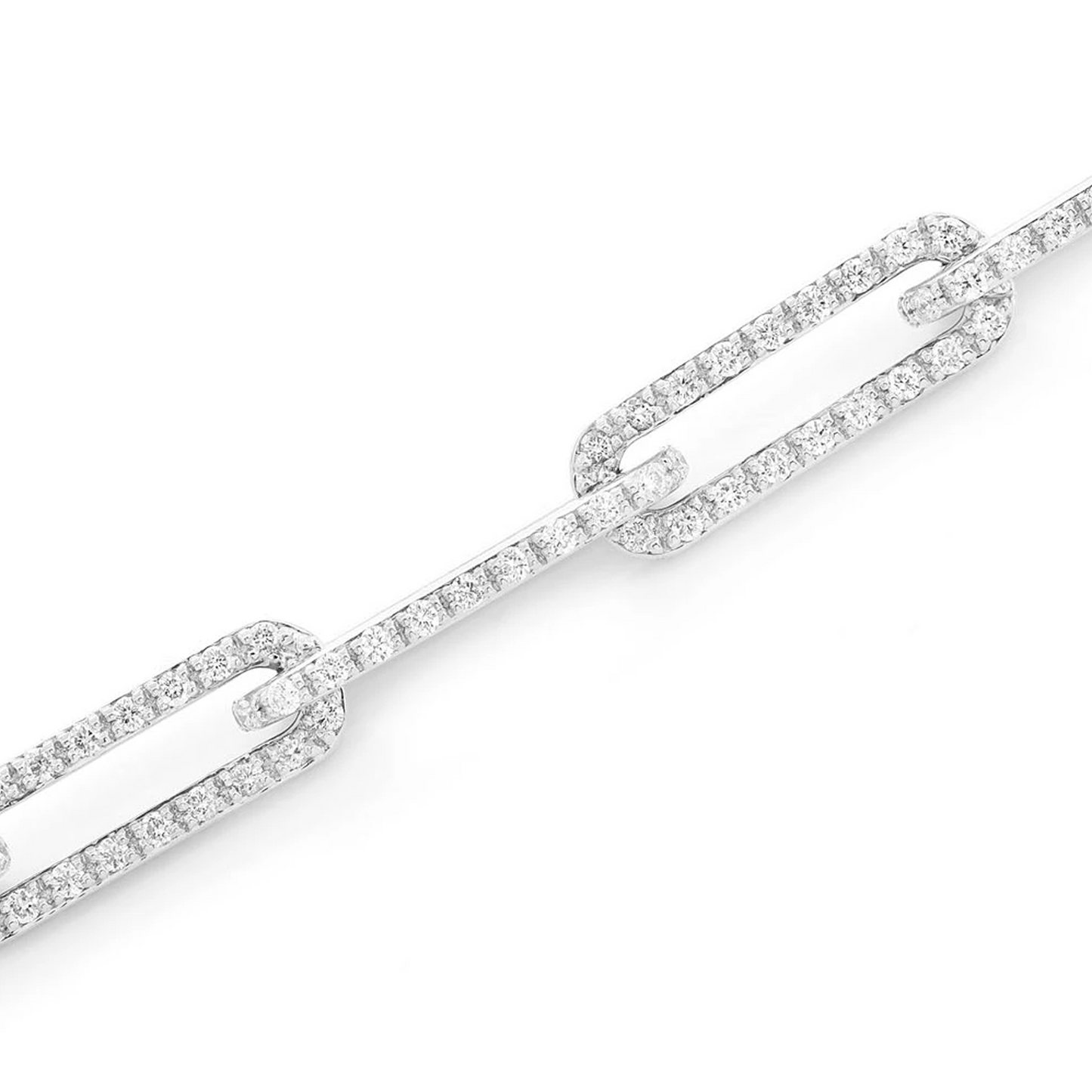 Iced Elongated Rolo Diamond Bracelet in 14K white gold, alternate view