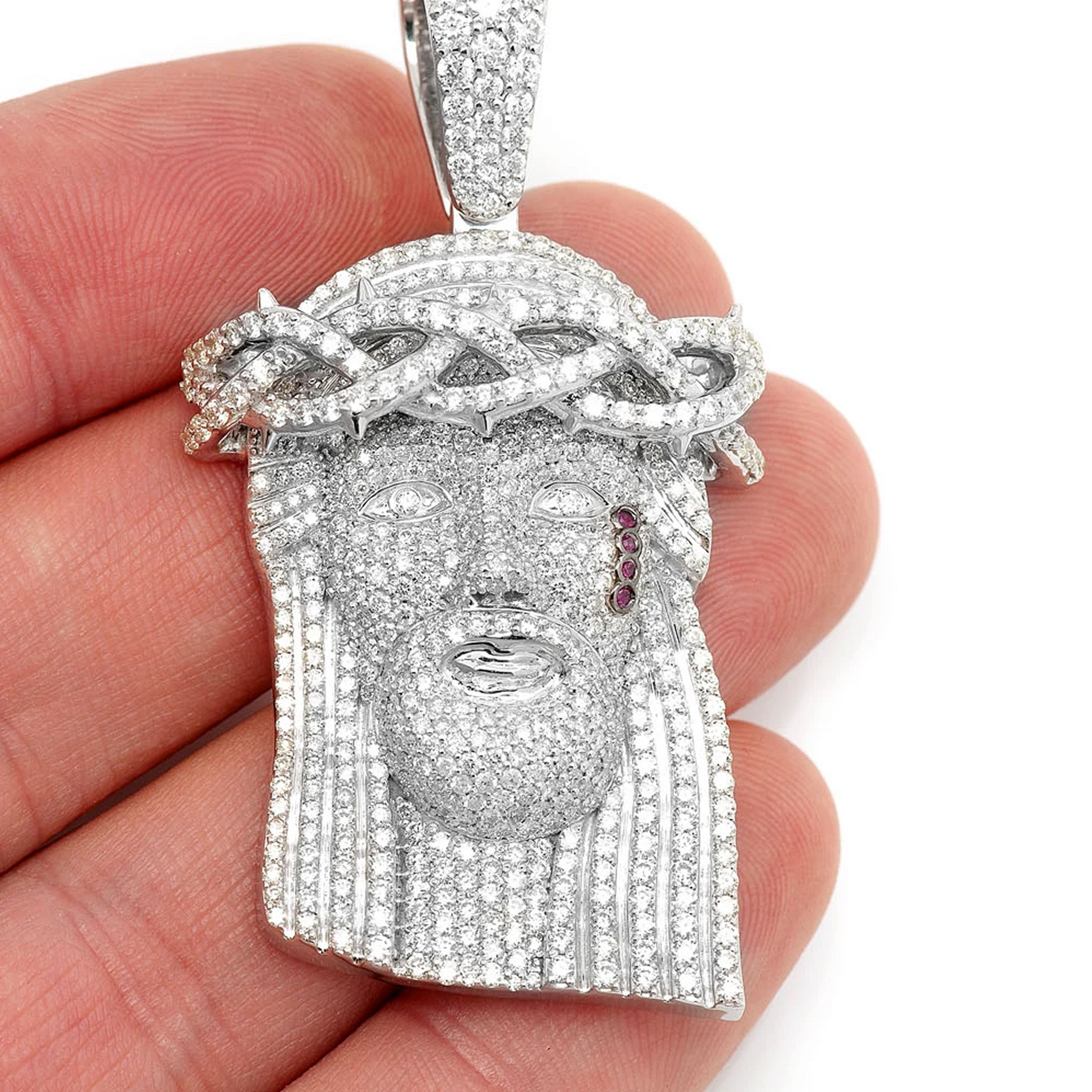 Icebox Pavé Jesus Piece in 14K yellow gold, 5.25ctw, angled view