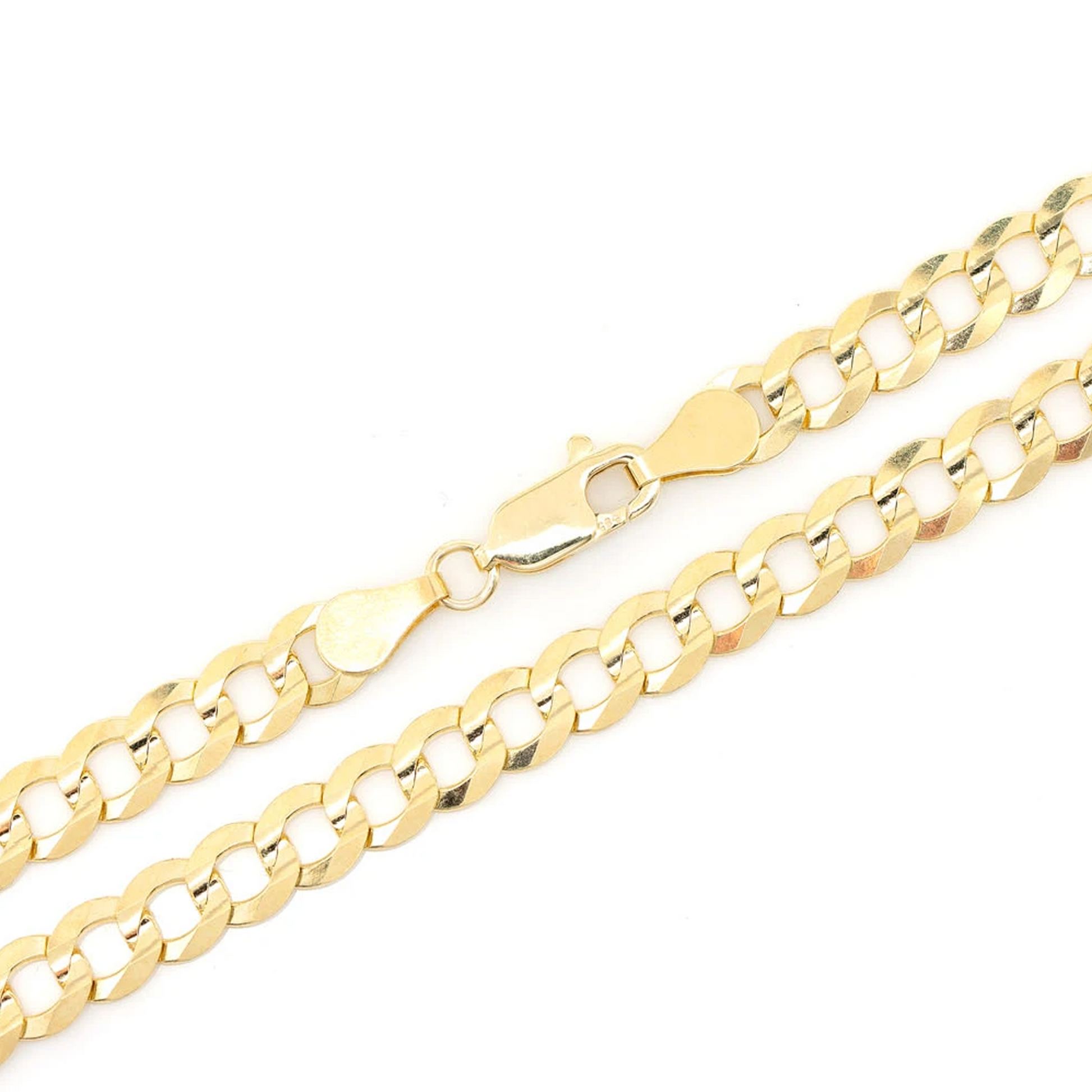 Flat Curb Gold Chain in 14K yellow gold, 5.5mm width, detail view