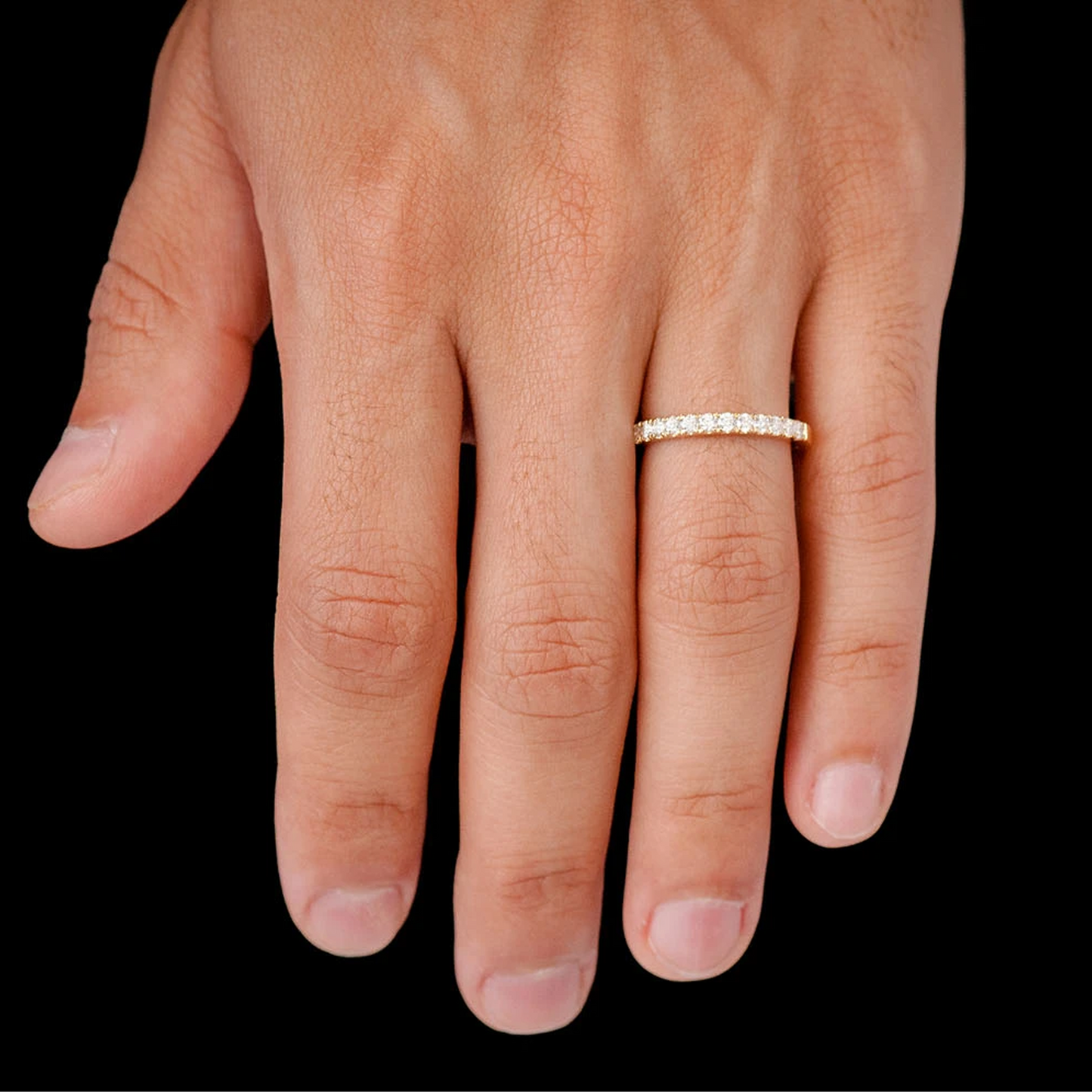 Extra Wide Single Row Band Ring in 14K white gold, alternate view