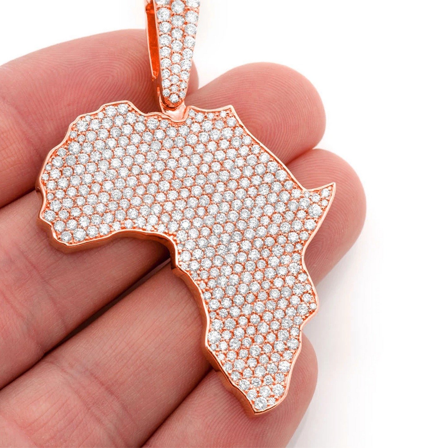 Africa Diamond Pendant in 14K rose gold, Statement | 6.75ctw, angled view