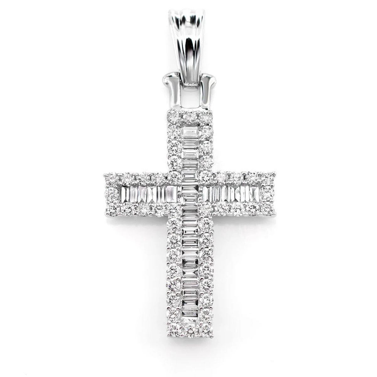 Baguette Halo Diamond Cross Pendant