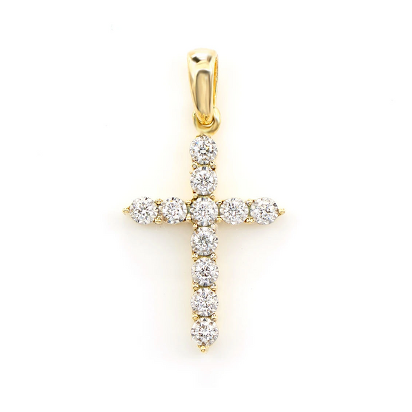 One Row Miracle Set Diamond Cross Pendant 0.12ctw