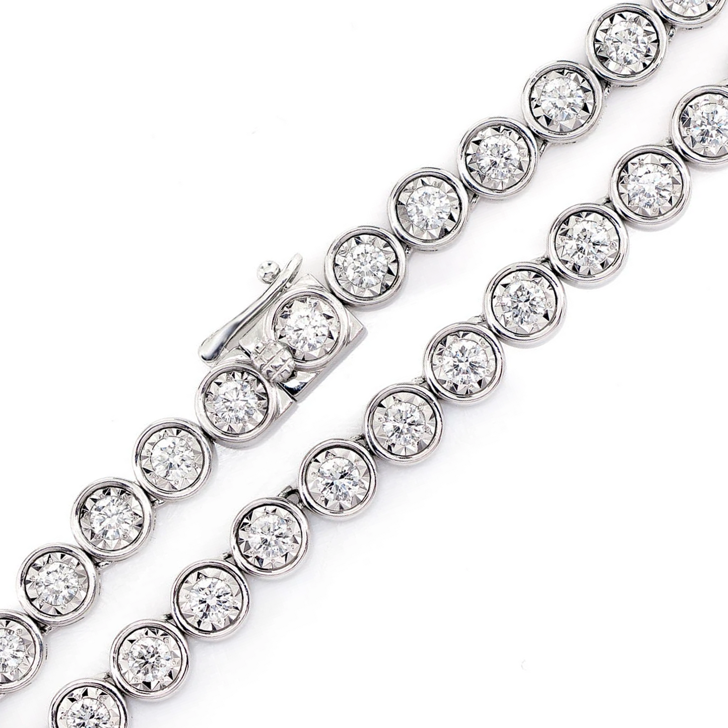 Bezel Miracle Set Diamond Tennis Necklace