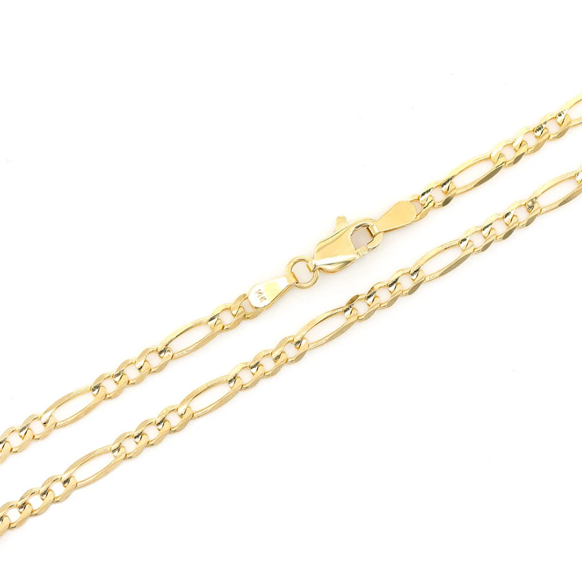 Figaro Gold Chain in 14K yellow gold, 2mm width, angled view