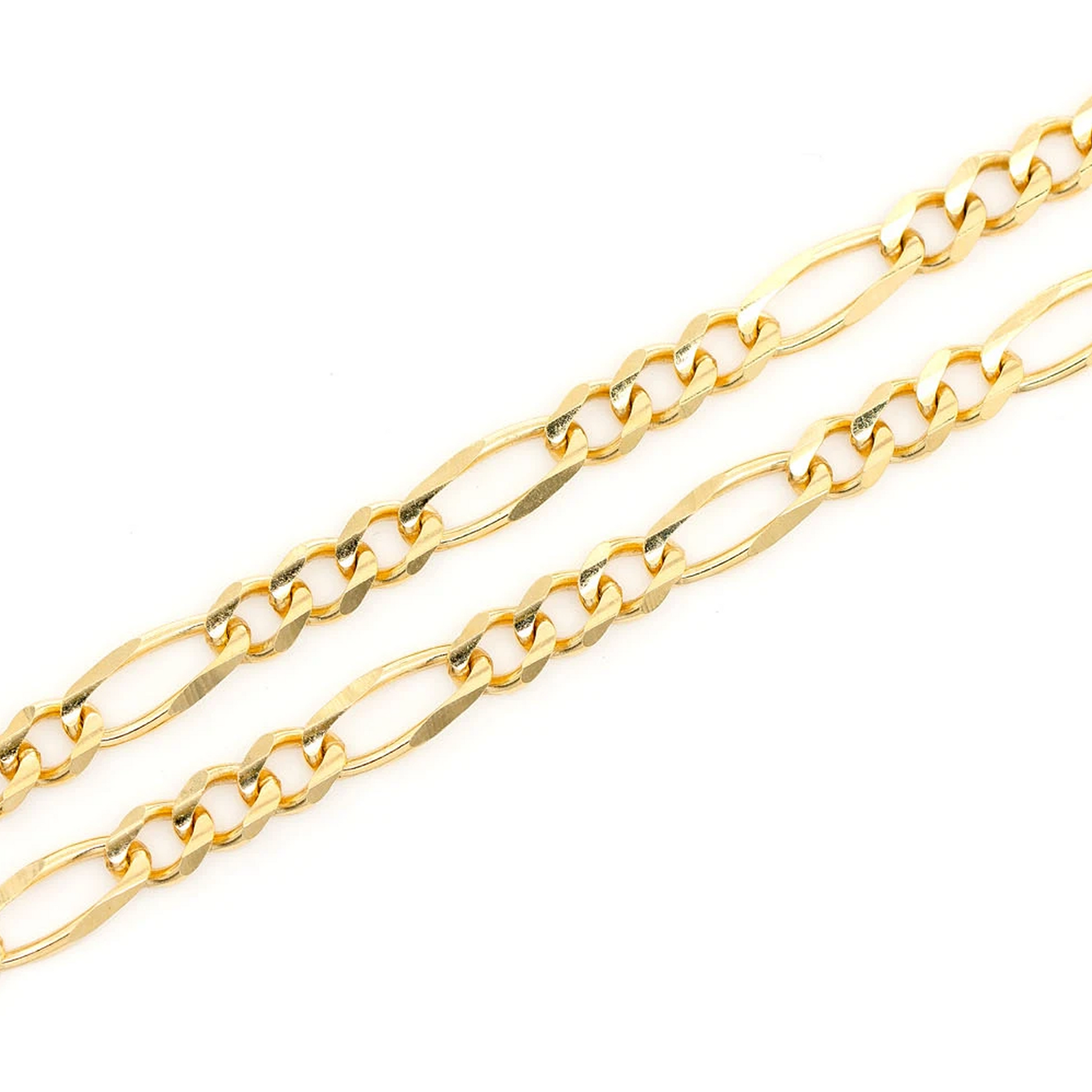 Figaro Gold Chain in 14K yellow gold, 4mm width, angled view