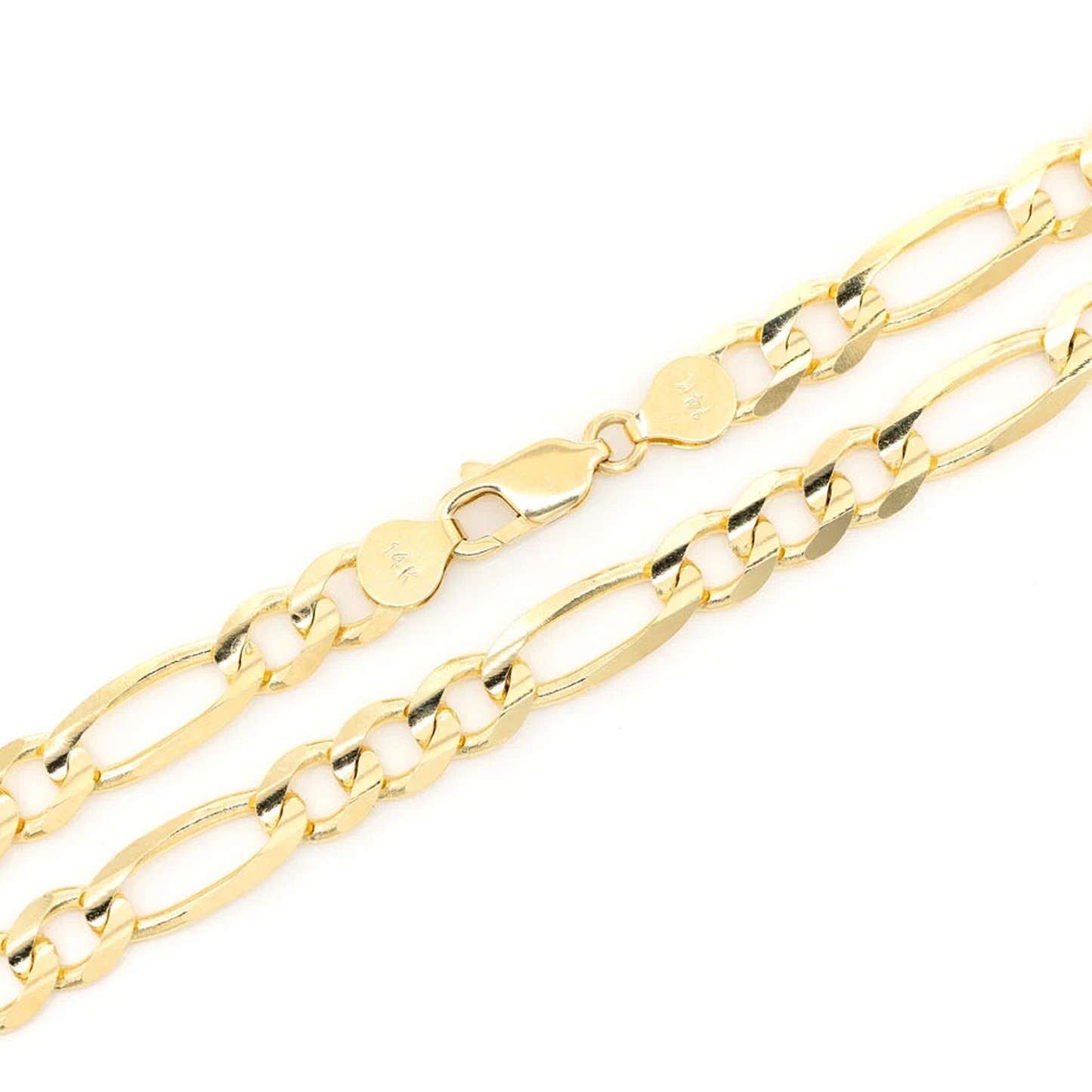 Figaro Gold Chain in 14K yellow gold, 7mm width, angled view