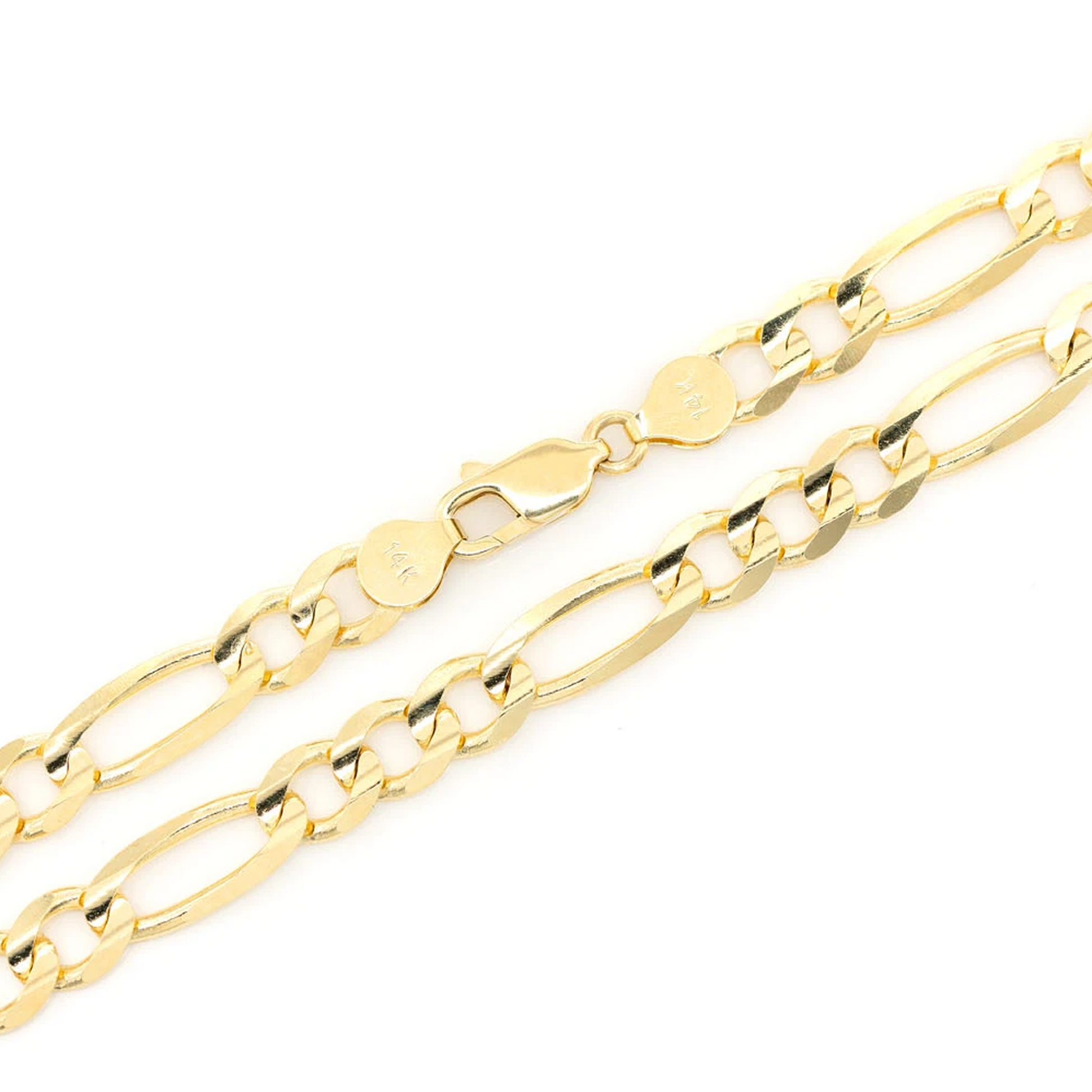 Figaro Gold Chain in 14K yellow gold, 7mm width, angled view