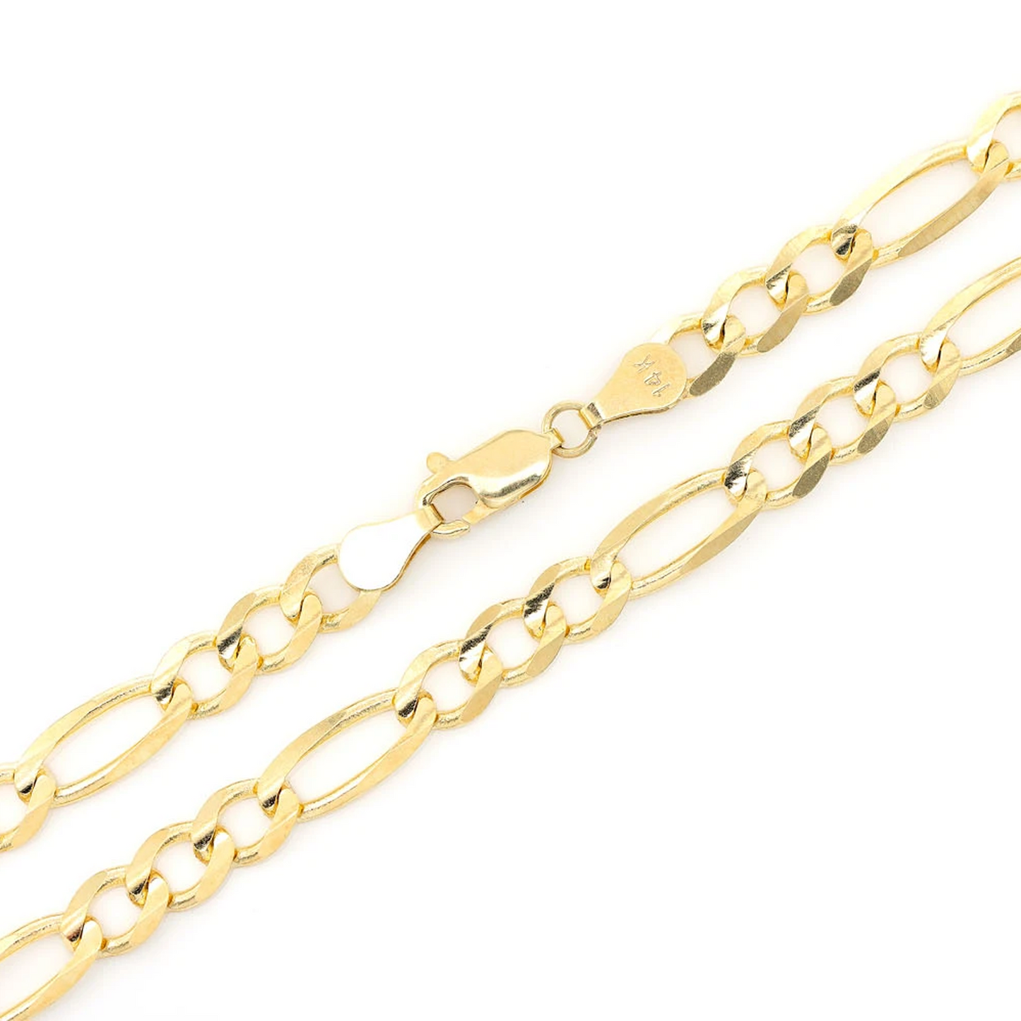 Figaro Gold Chain in 14K yellow gold, 6mm width, angled view