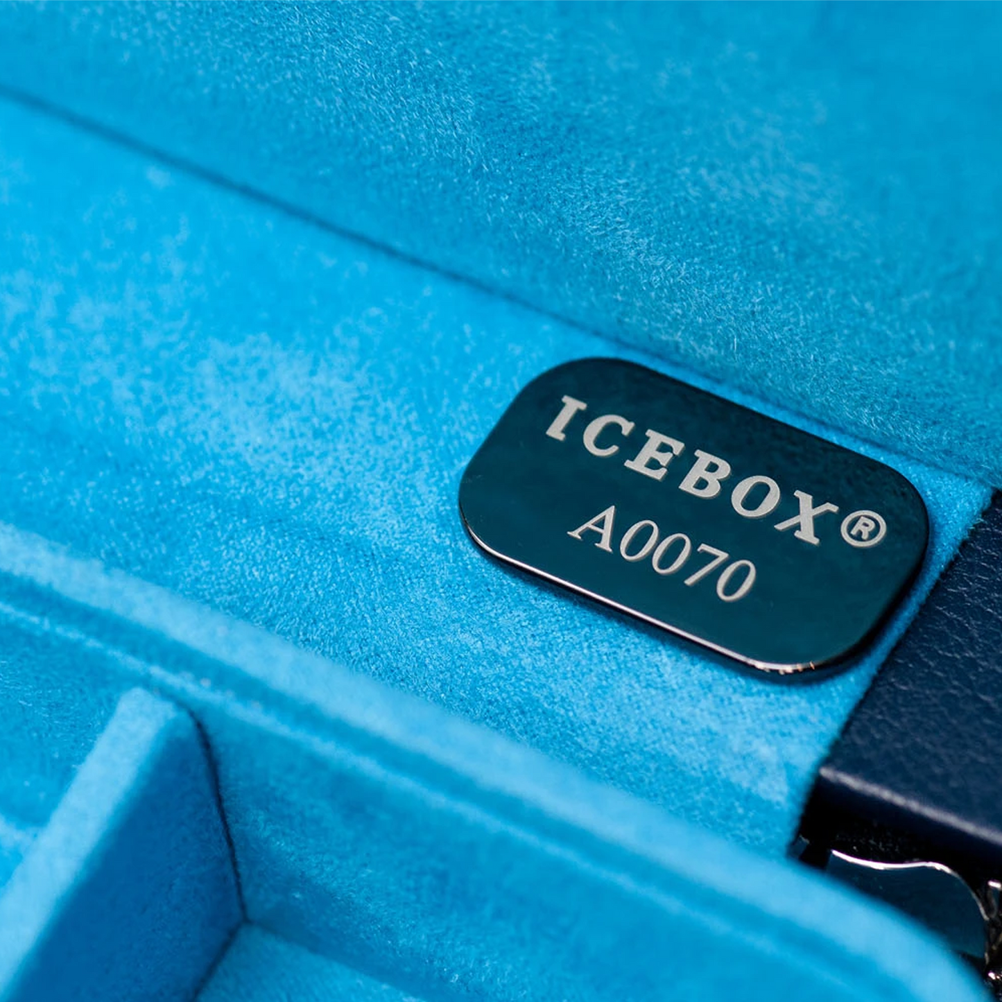 Icebox Large Traveler Case in blue, 2-watch capacity, detail view 5