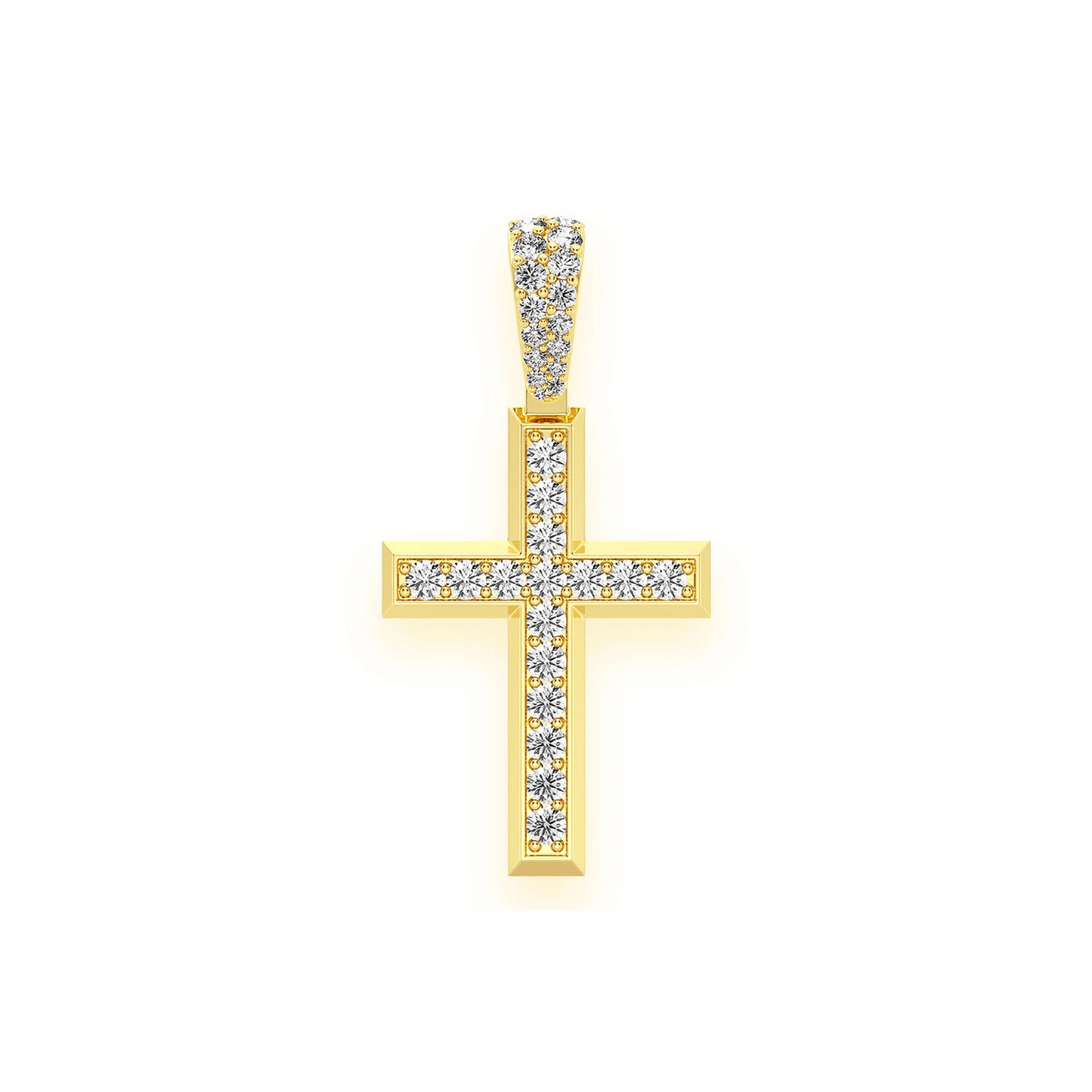 Angle Diamond Cross in 14K yellow gold, Statement | 1.15ctw, front view