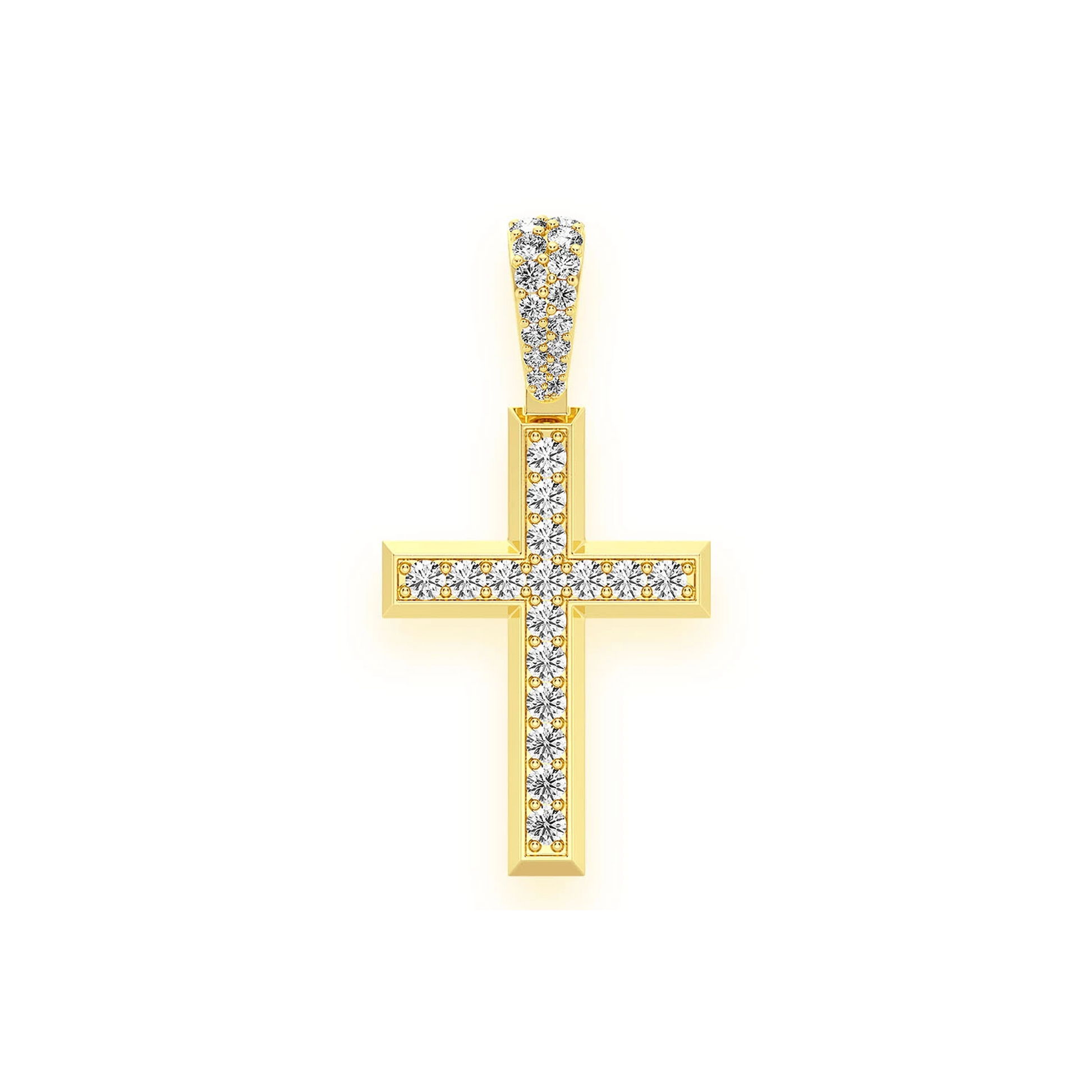 Angle Diamond Cross in 14K yellow gold, Statement | 1.15ctw, front view