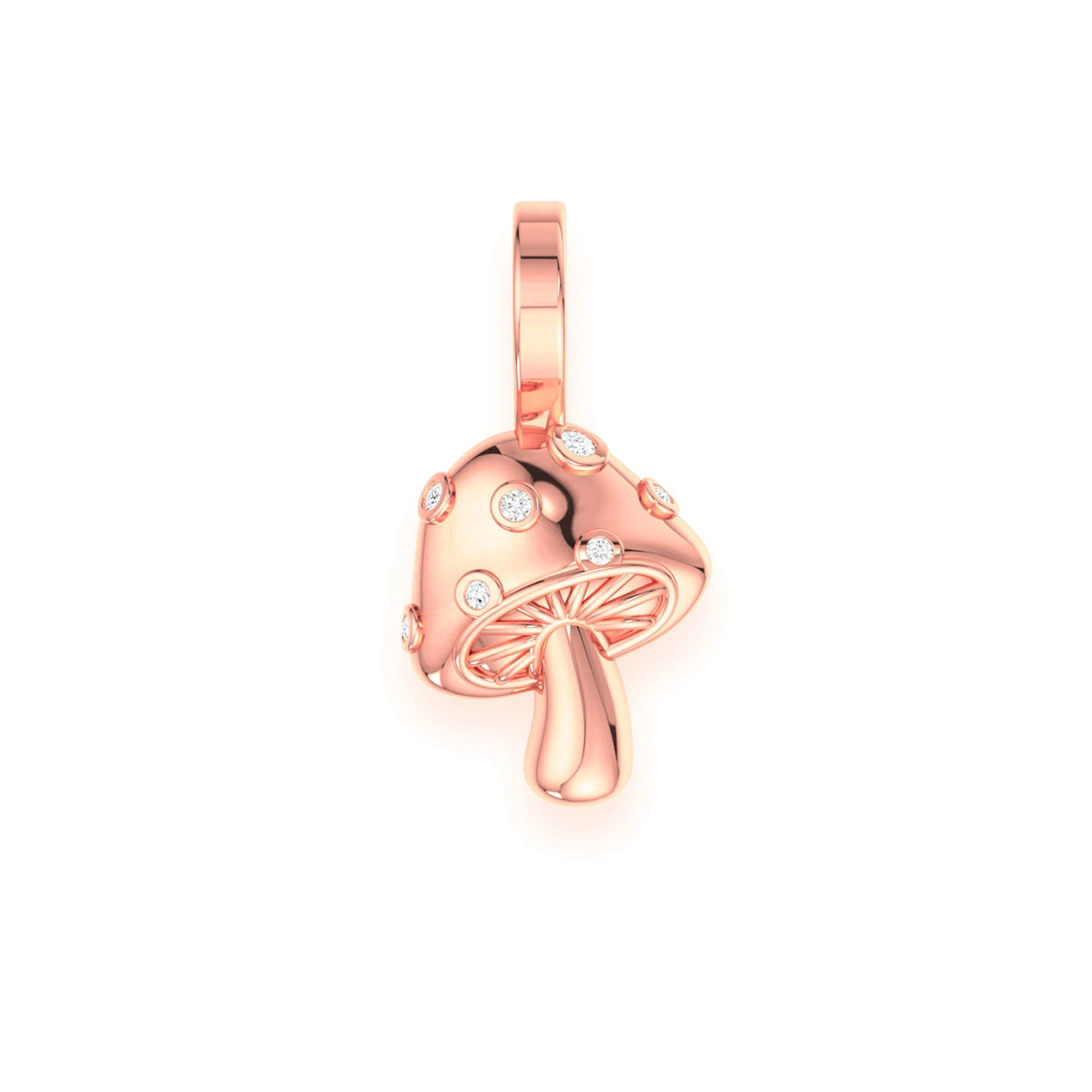 Mushroom Diamond Pendant in 14K rose gold, front view
