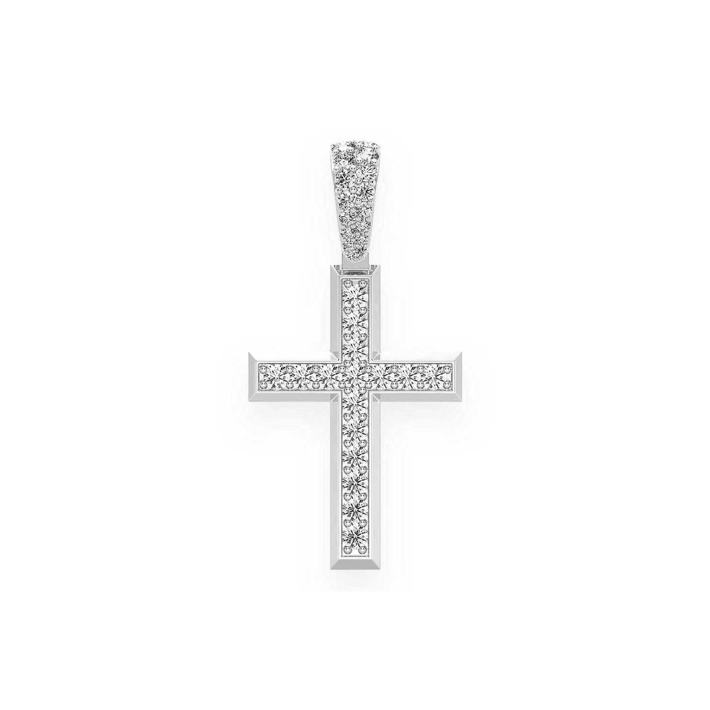 Angle Diamond Cross in 14K white gold, Statement | 1.15ctw, front view