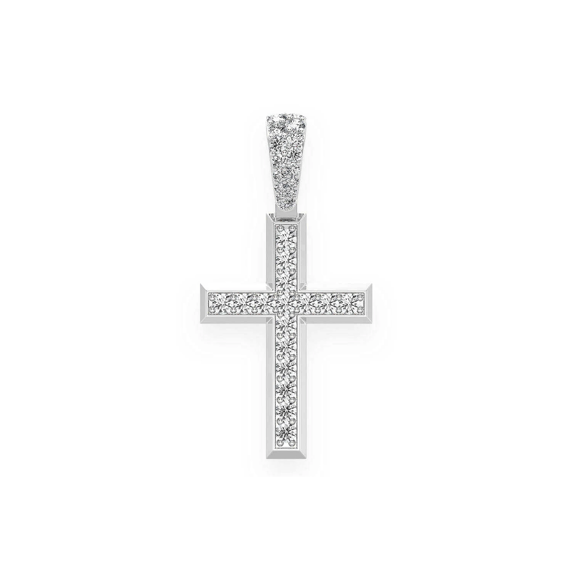 Angle Diamond Cross in 14K white gold, Statement | 1.15ctw, front view