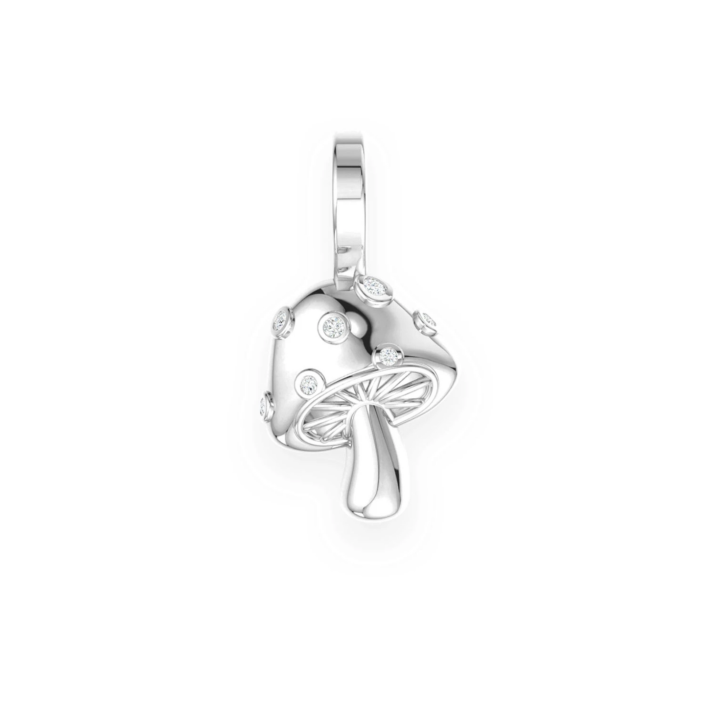 Mushroom Diamond Pendant in 14K white gold, front view