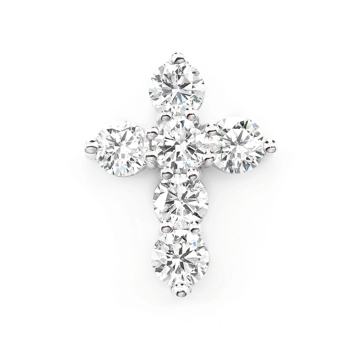 Hidden Bail Cross Pendant in 14K white gold, front view