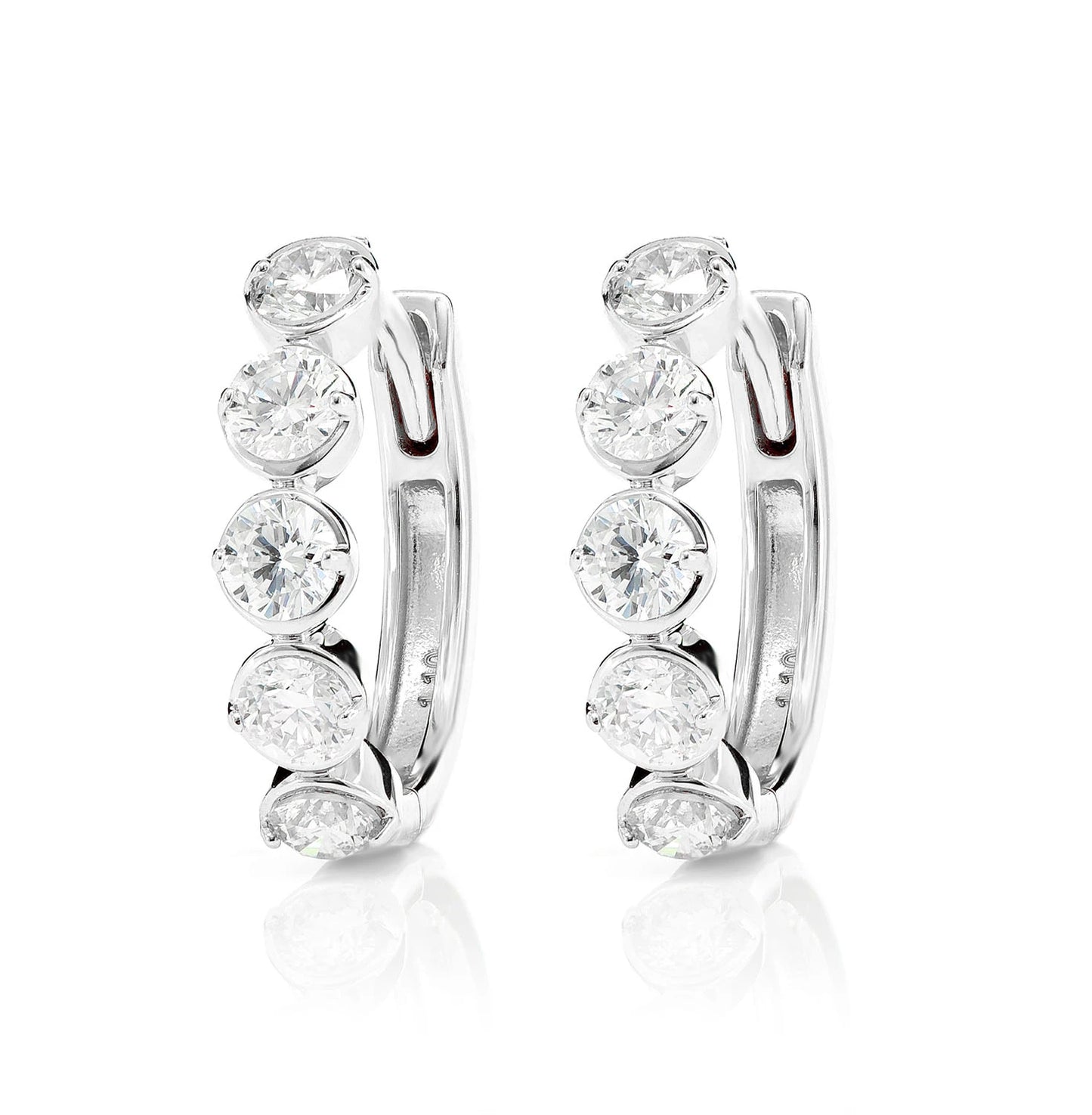 Semi Bezel Diamond Hoop Earrings