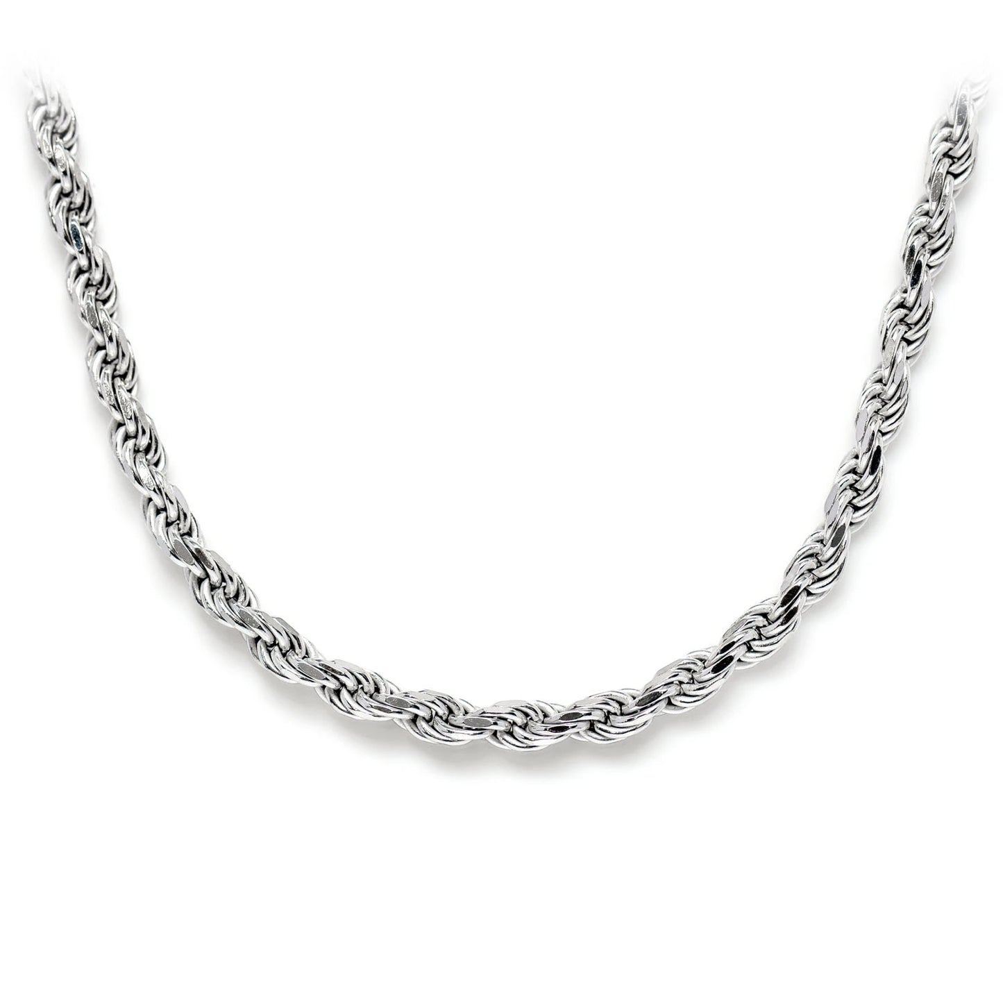 Sterling Silver Rope Chain in 925 sterling silver, 2.75mm width, front view