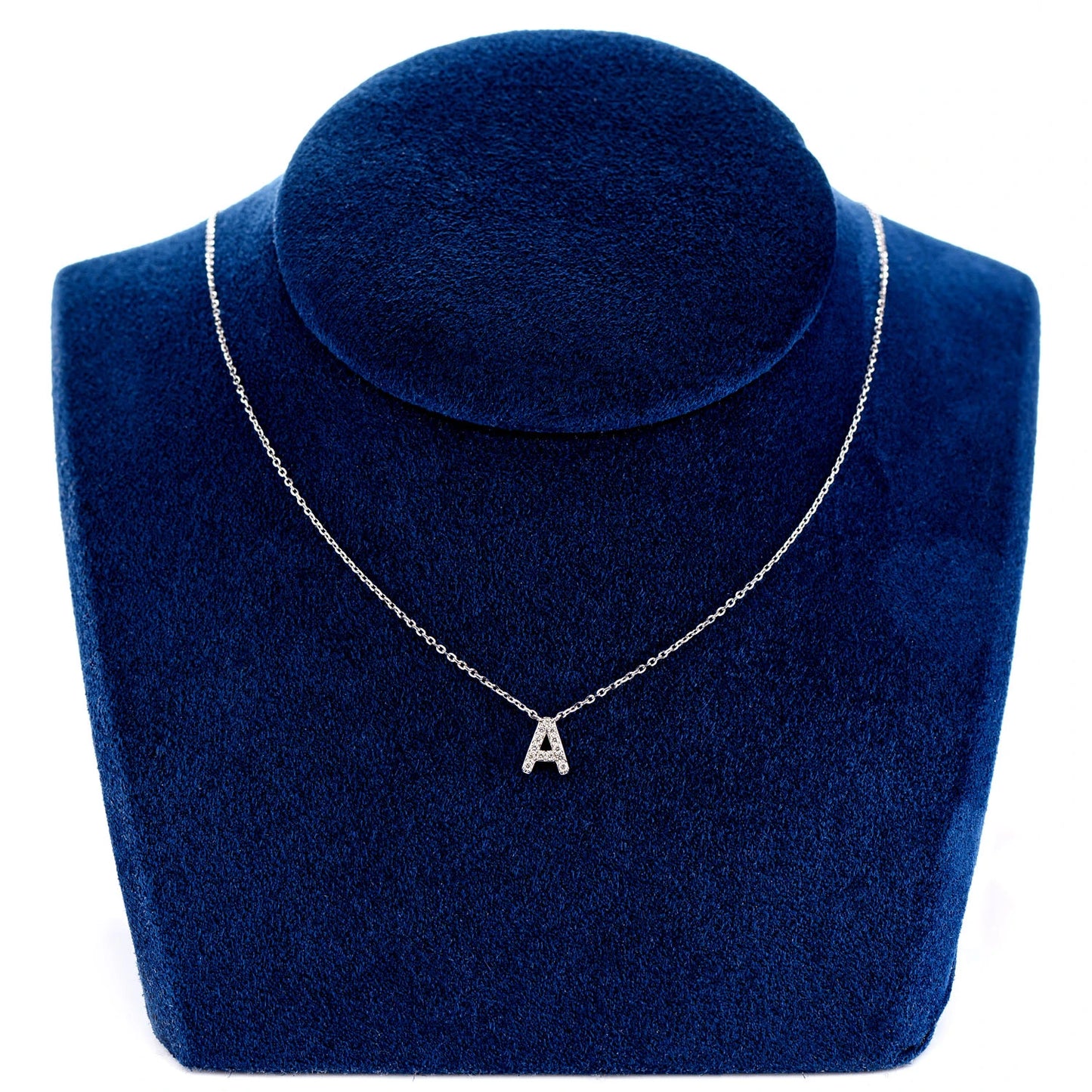 Any Letter Diamond Necklace in 14K gold, alternate view