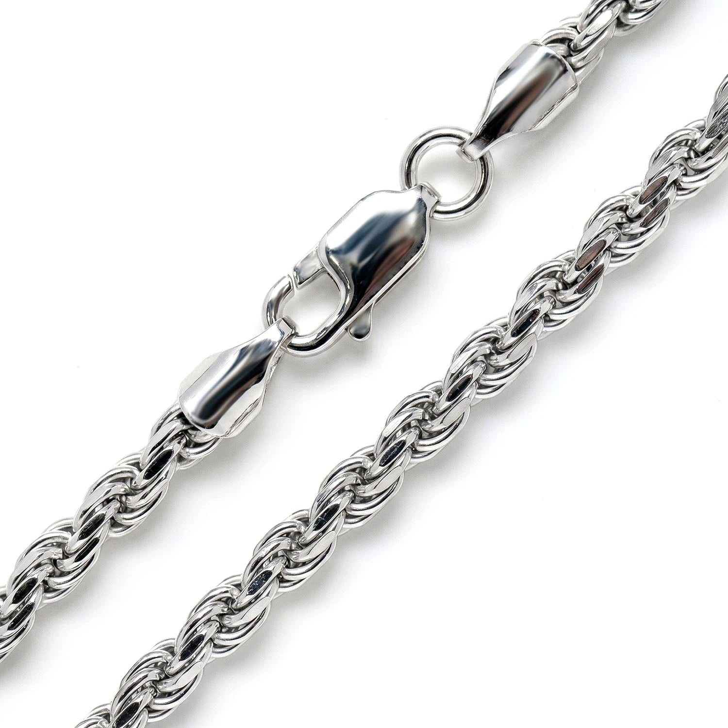 Sterling Silver Rope Chain in 925 sterling silver, 4mm width, alternate view 2