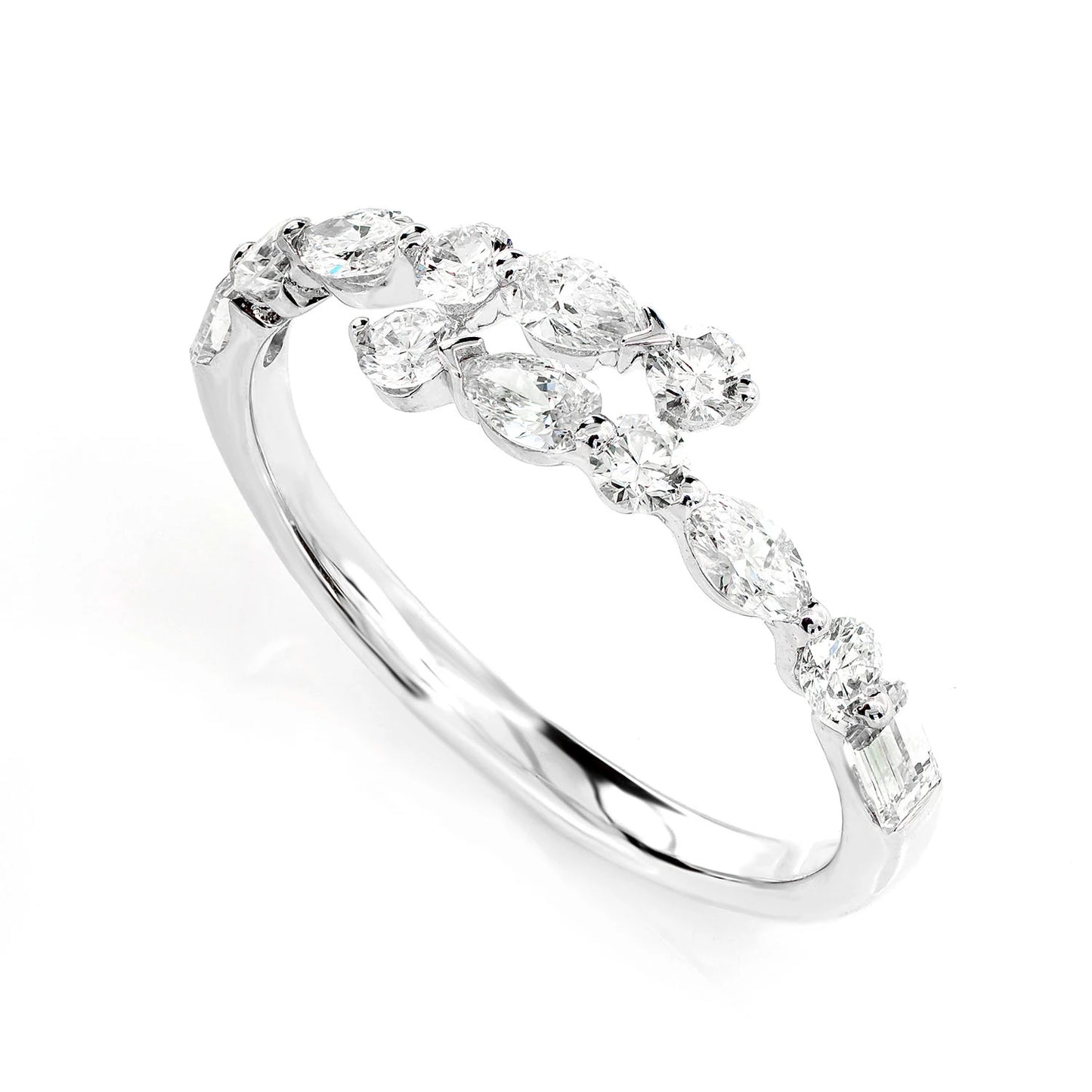 Multi-Shape Diamond Bypass Band in 14K rose gold, alternate view 7