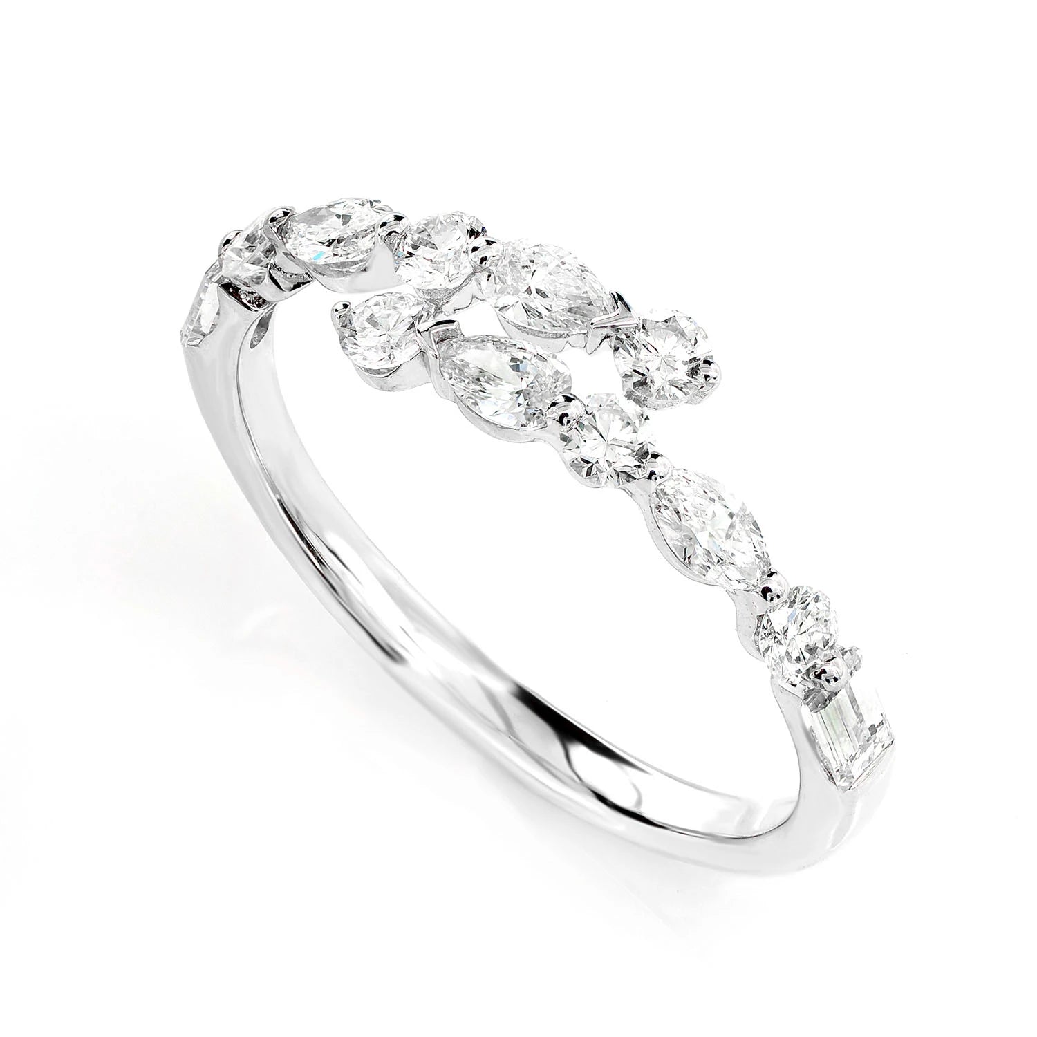 Multi-Shape Diamond Bypass Band in 14K rose gold, alternate view 7