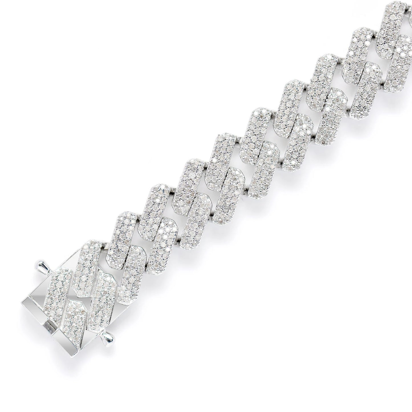Sterling Silver 9mm Miami Cuban Diamond Bracelet
