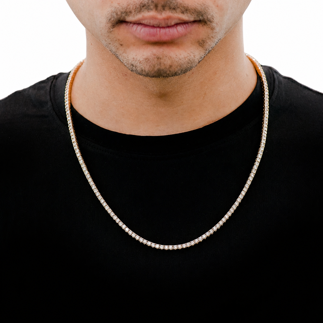 Prong Diamond Tennis Necklace in 14K white gold, 10pt / 14.75ctw, alternate view