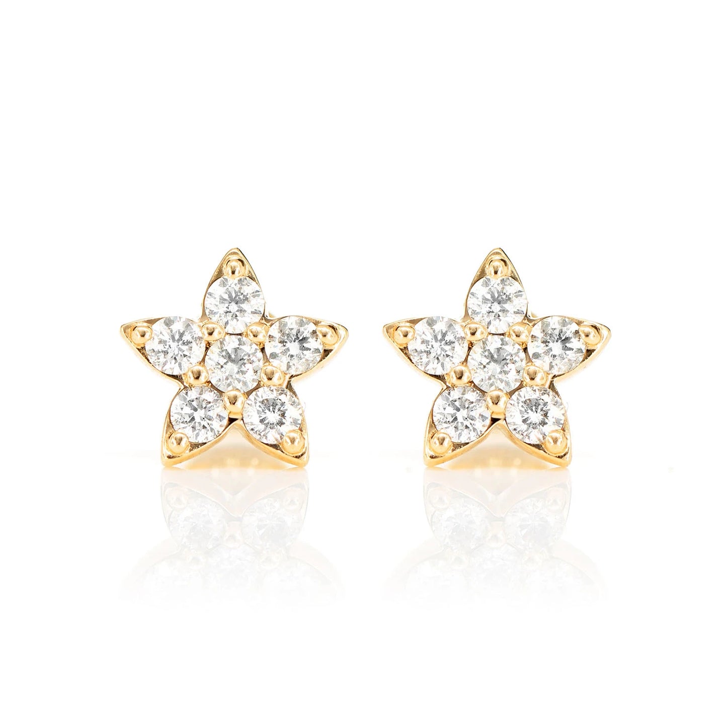 Diamond Petal Flower Stud Earrings