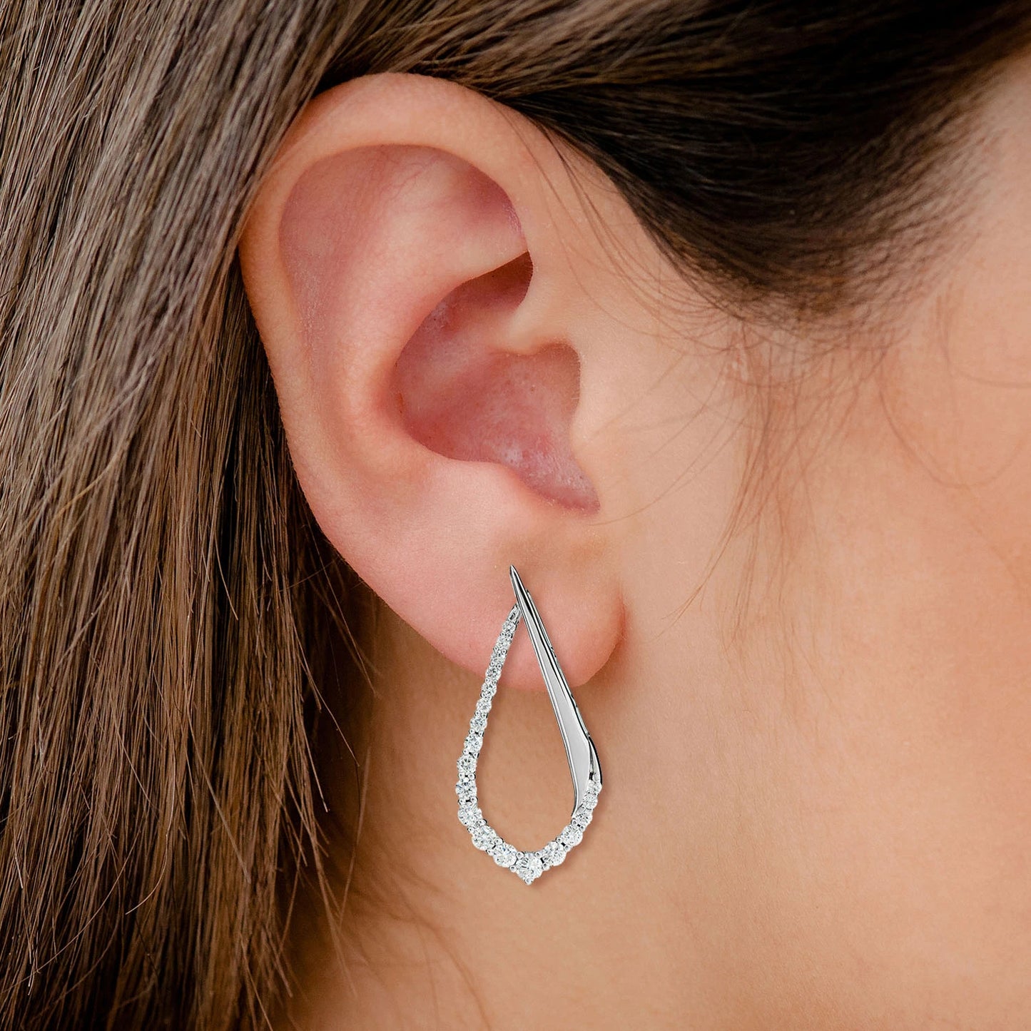 Diamond Half Graduated Tear Earrings
