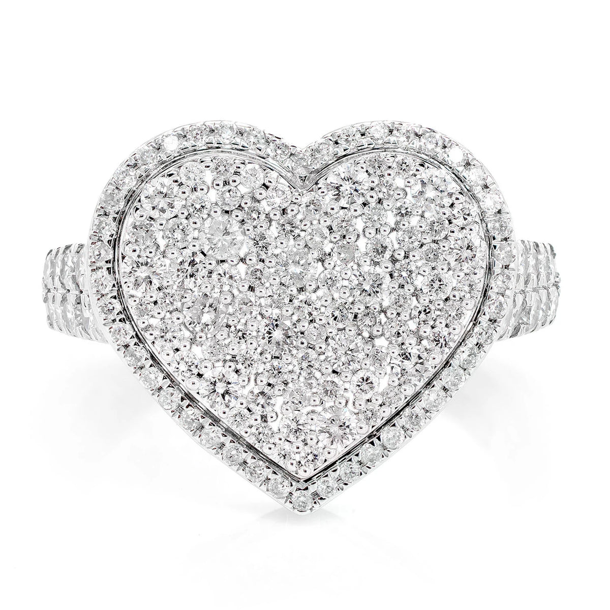 Two Layer Diamond Heart Cocktail Ring