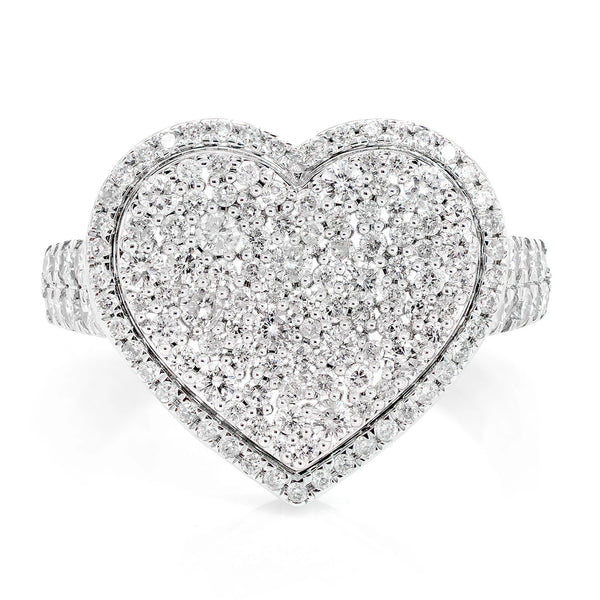 Two Layer Diamond Heart Cocktail Ring
