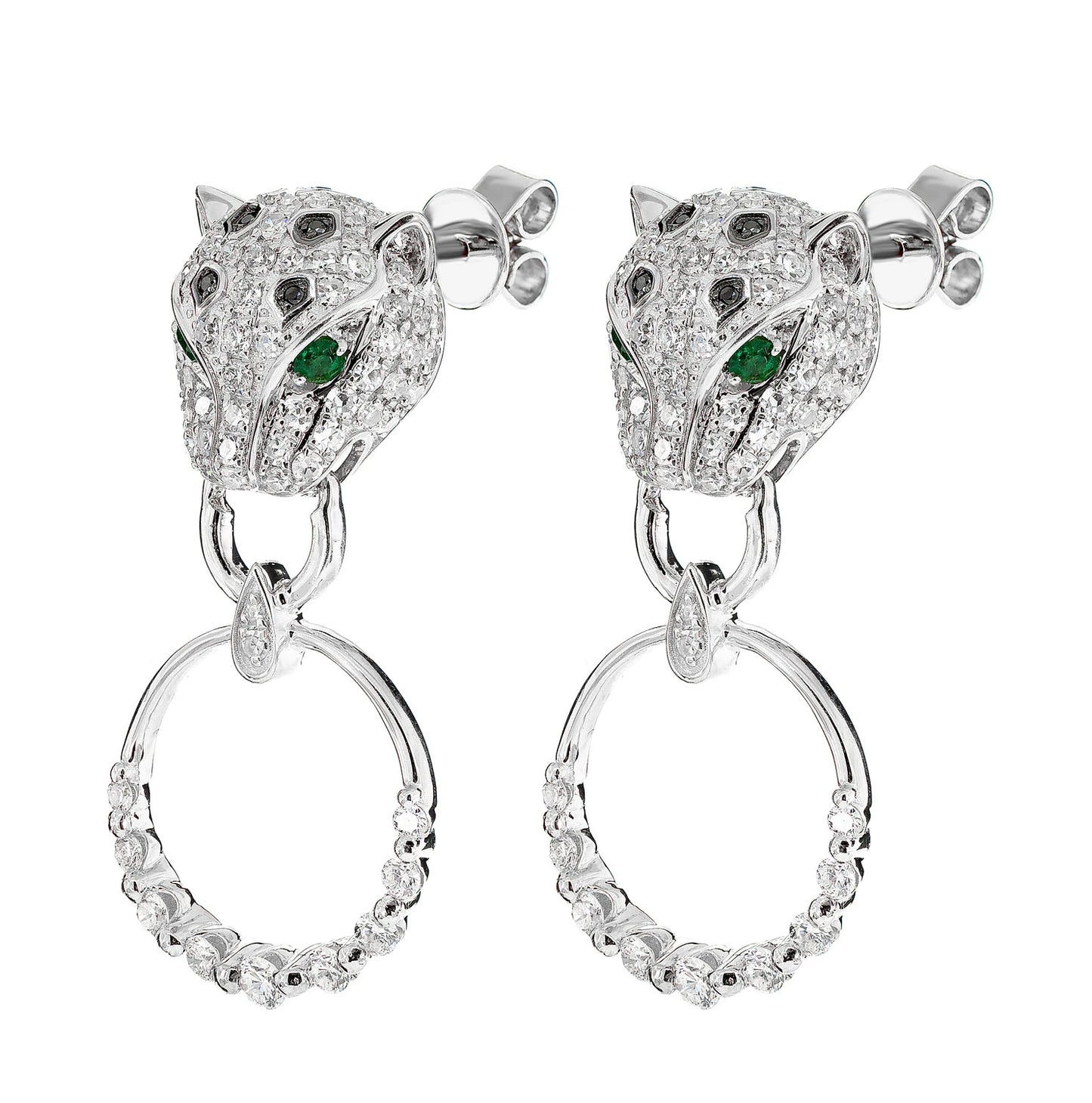 Diamond Leopard Hoop Earrings