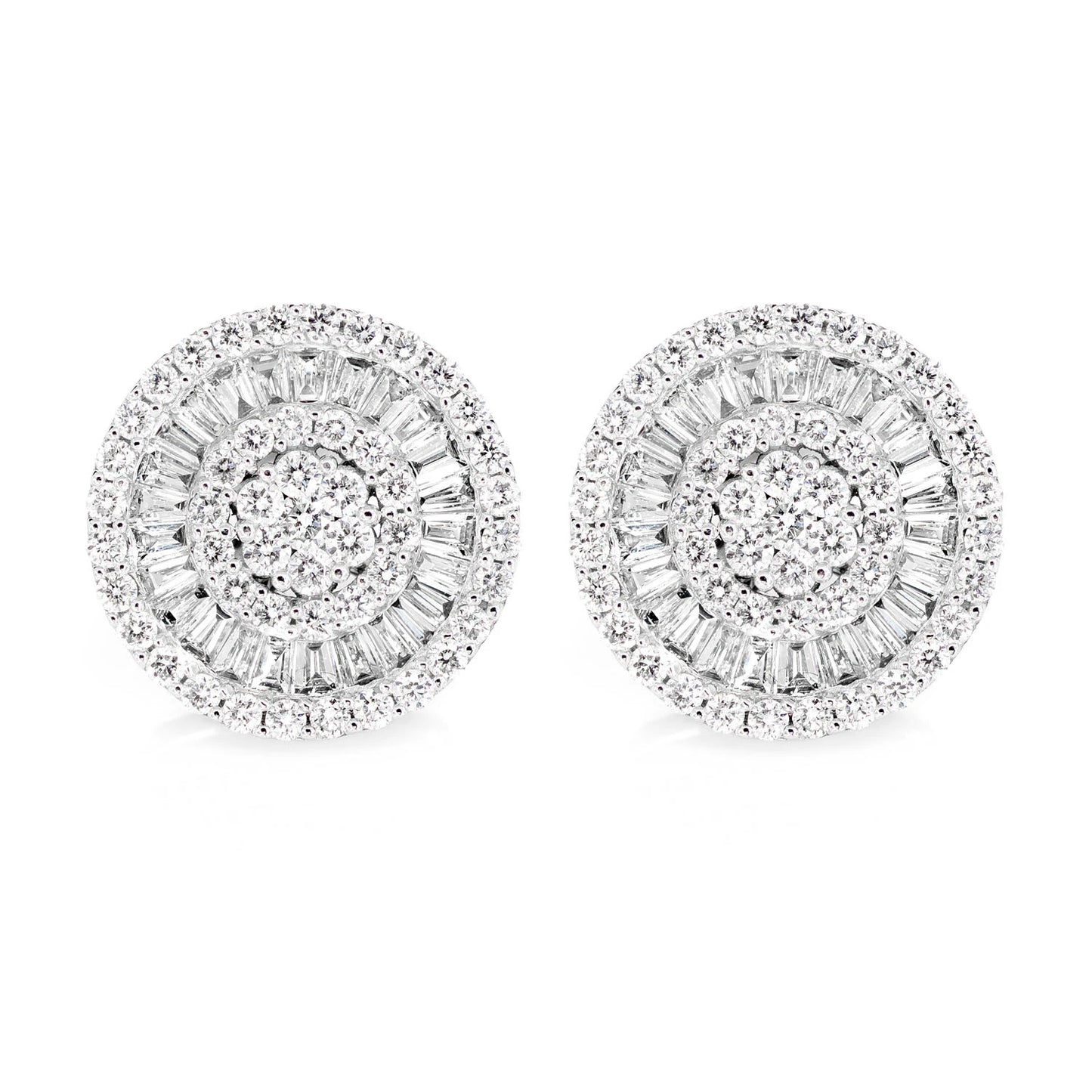 Halo Miracle Diamond Baguette Stud Earrings