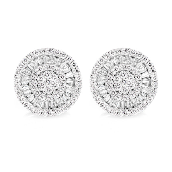 Halo Miracle Diamond Baguette Stud Earrings