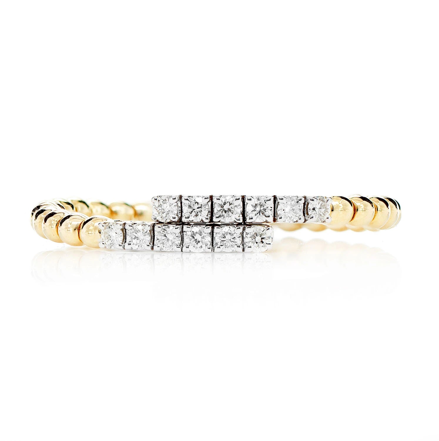 Beaded Bypass Diamond Flex Band in 14K yellow gold, front view