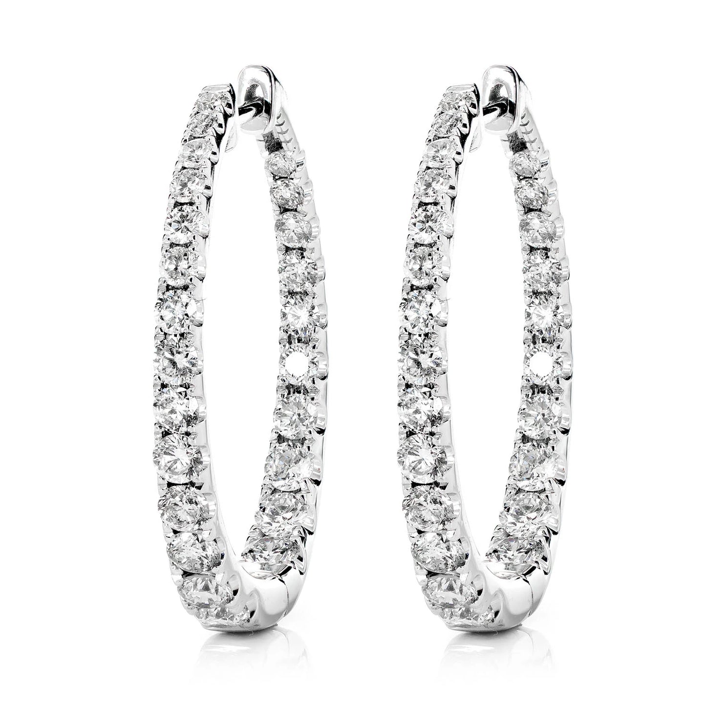 Graduated Inside Outside Diamond Hoop Earrings