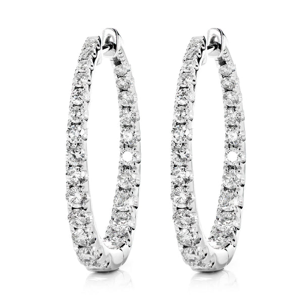 Graduated Inside Outside Diamond Hoop Earrings