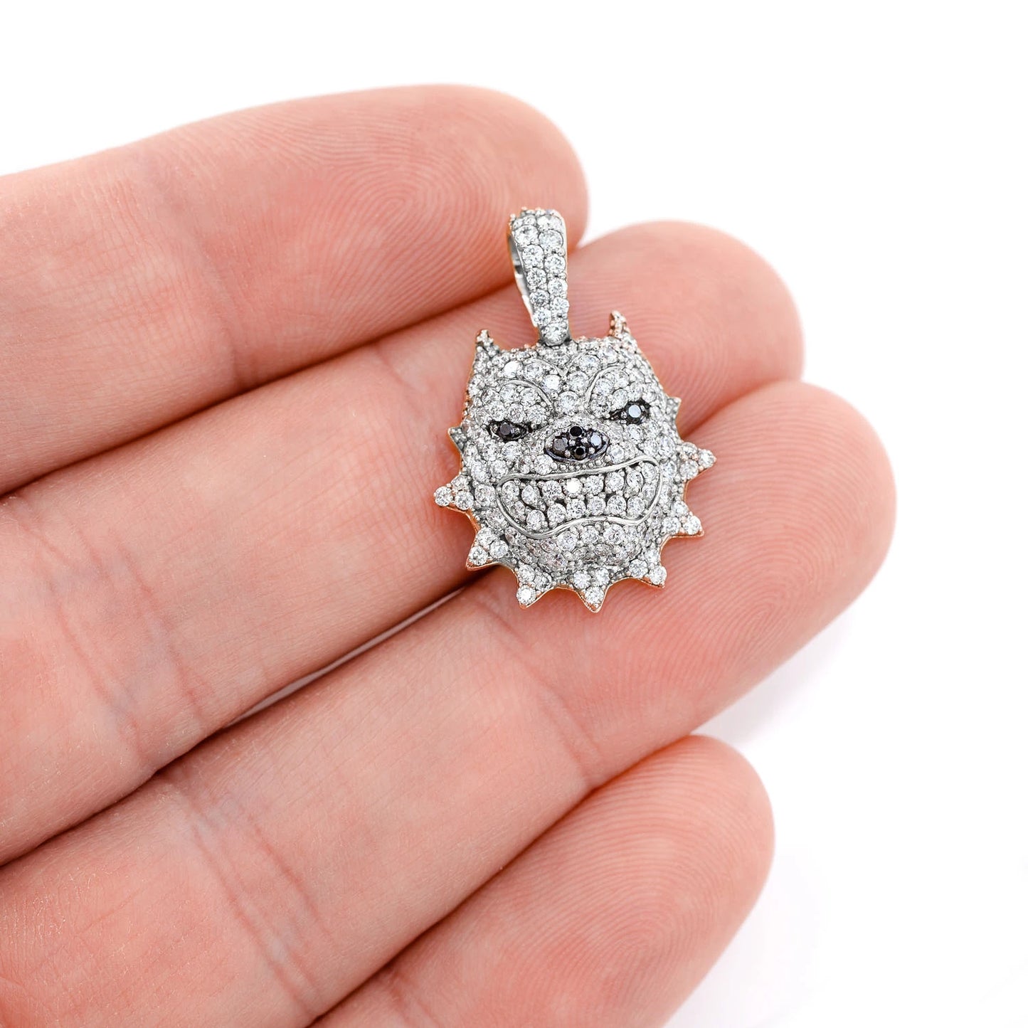 Pitbull Diamond Pendant in 14K white gold, Signature | 1.25ctw, angled view