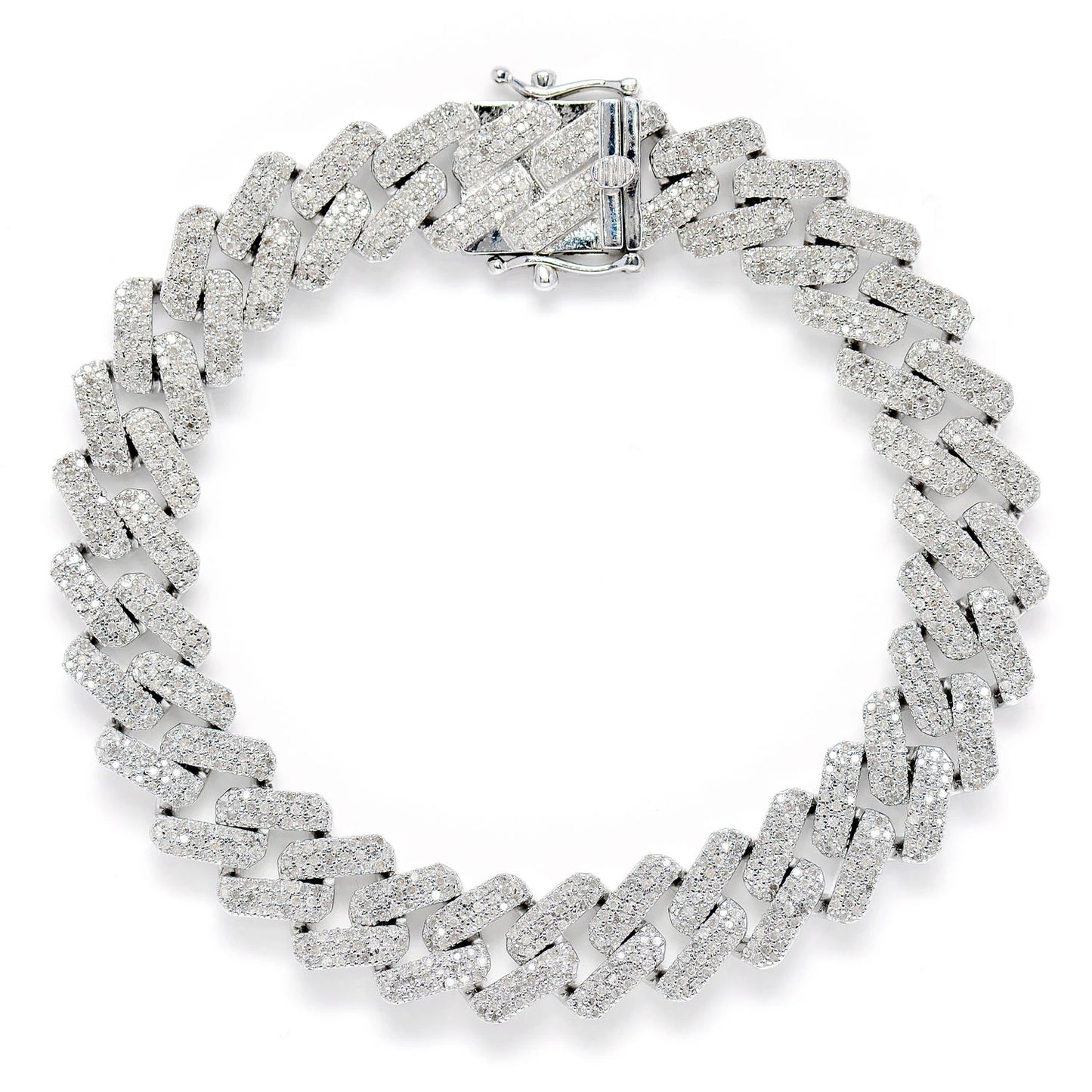 Sterling Silver 9mm Miami Cuban Diamond Bracelet