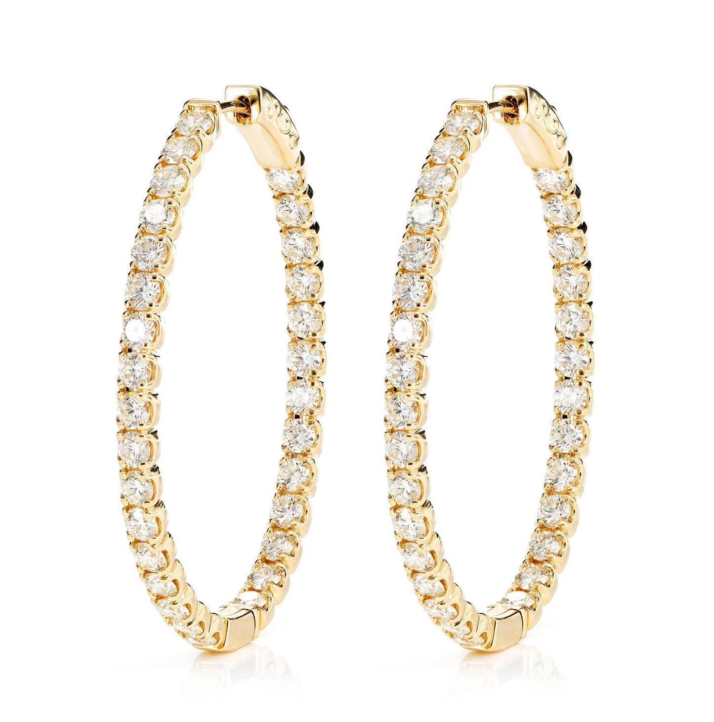 Oval Diamond Inside Outside Hoop Earrings 5.00ctw