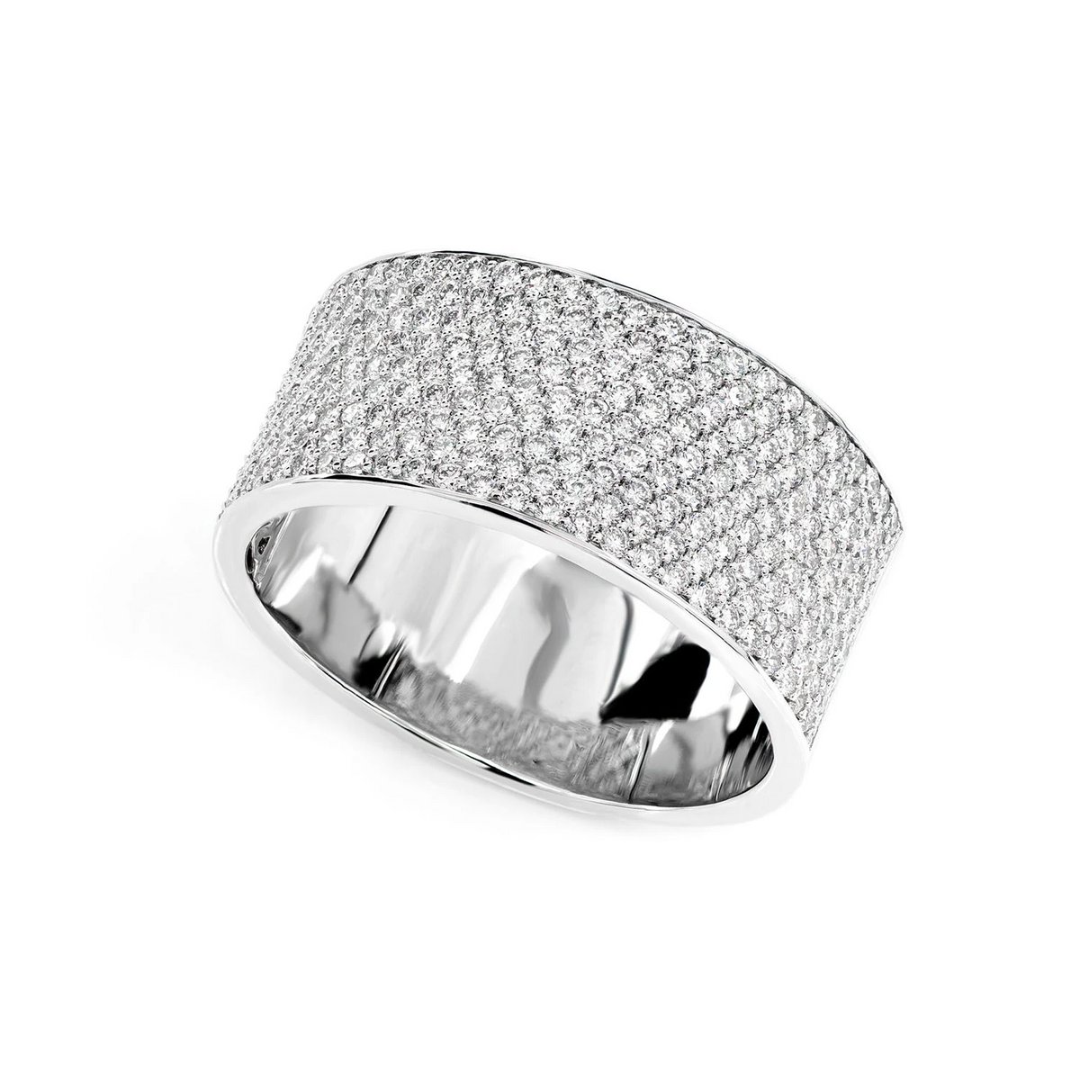 Wide diamond band ring angled