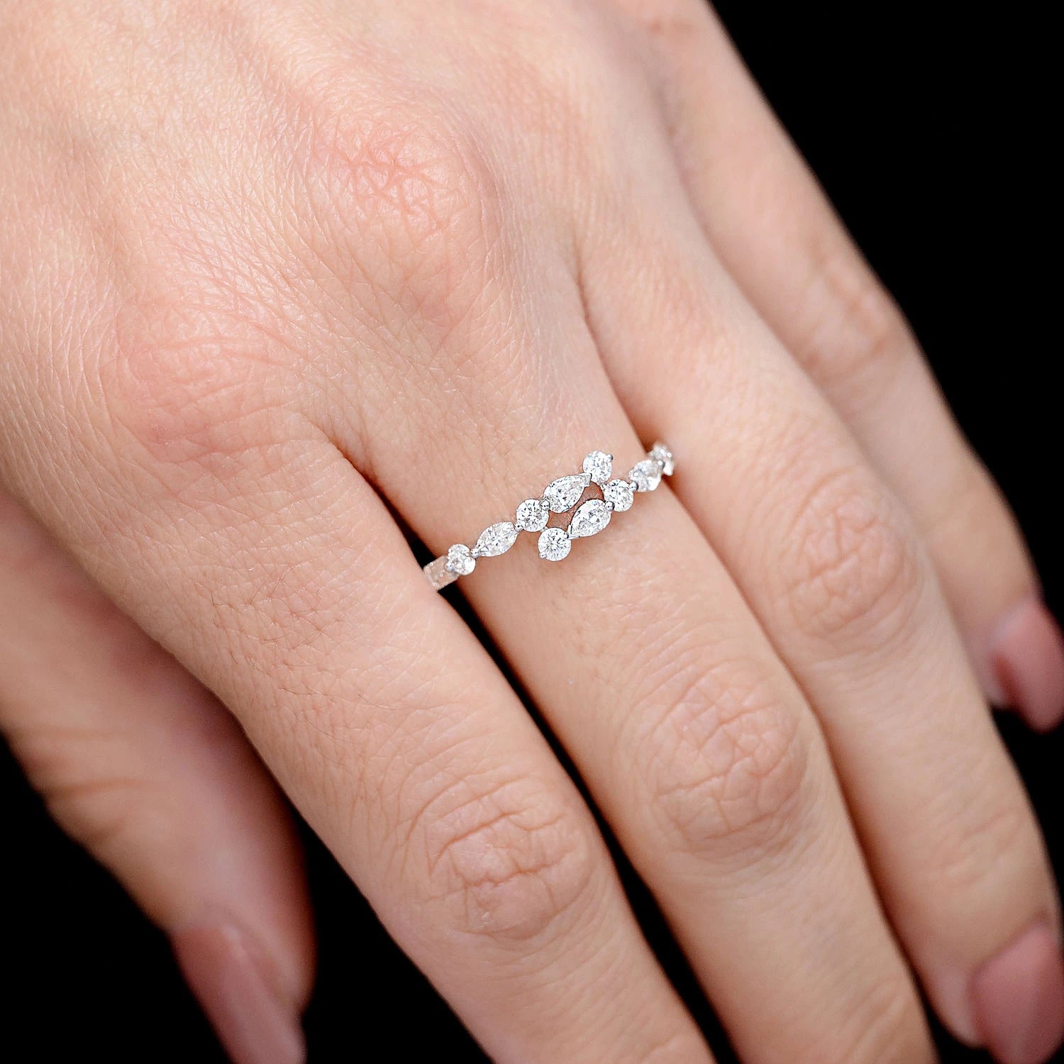 Multi-Shape Diamond Bypass Band in 14K rose gold, alternate view 4