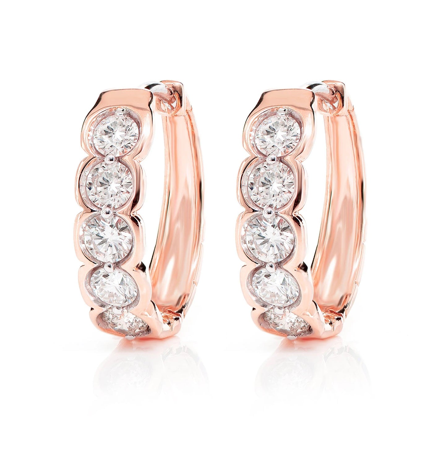 10pt Diamond Bezel Hoop Earrings