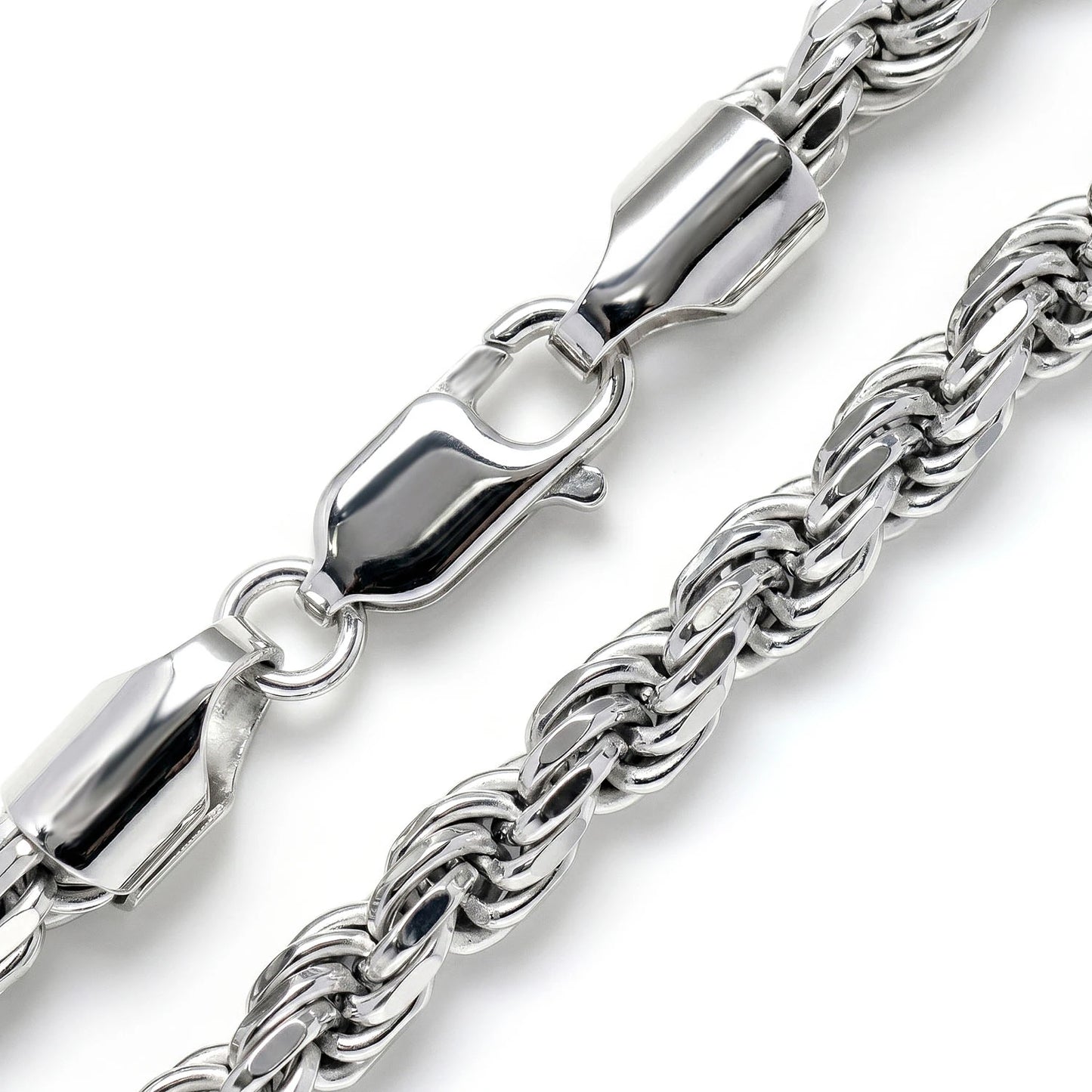 Sterling Silver Rope Chain in 925 sterling silver, 4.5mm width, detail view