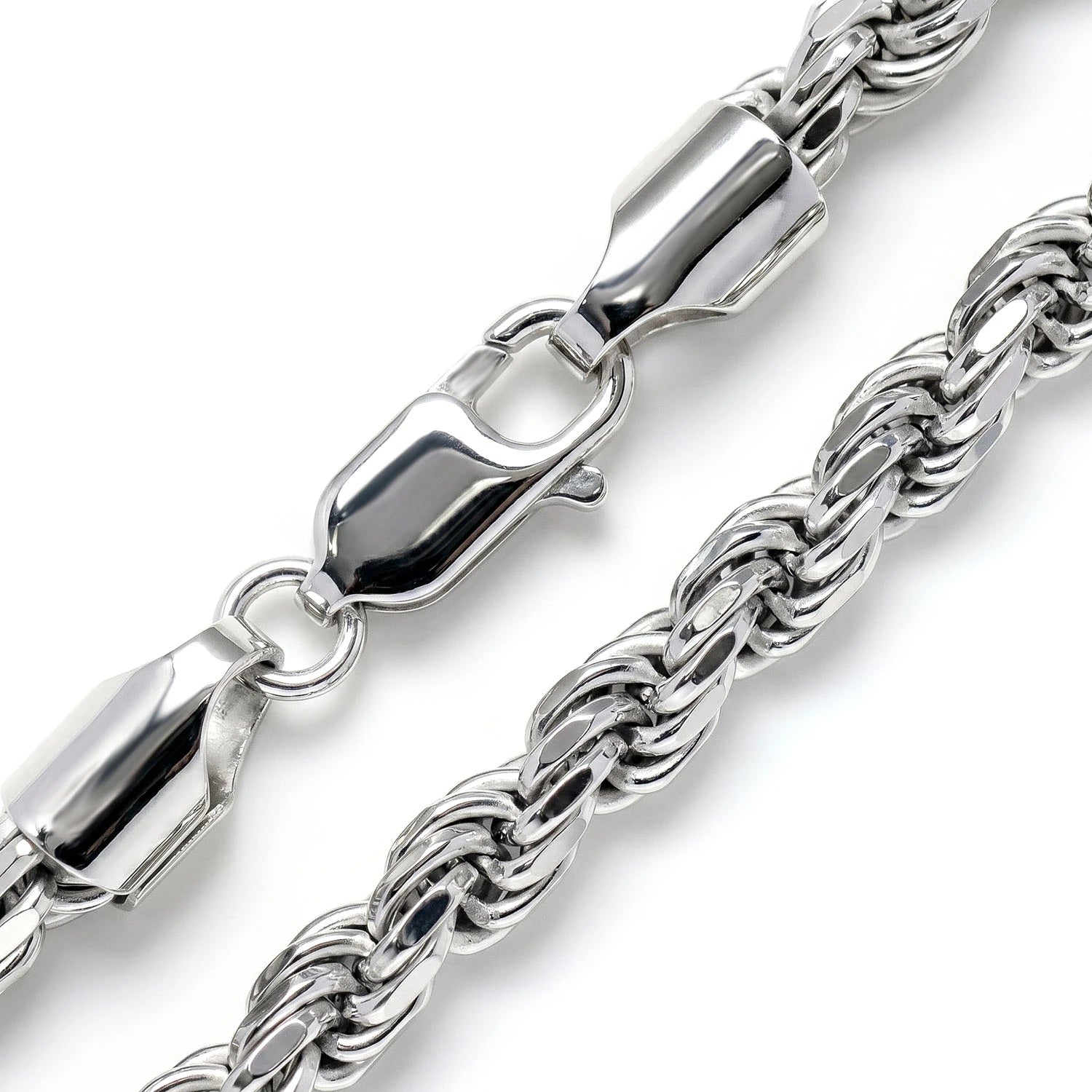 Sterling Silver Rope Chain in 925 sterling silver, 4.5mm width, detail view