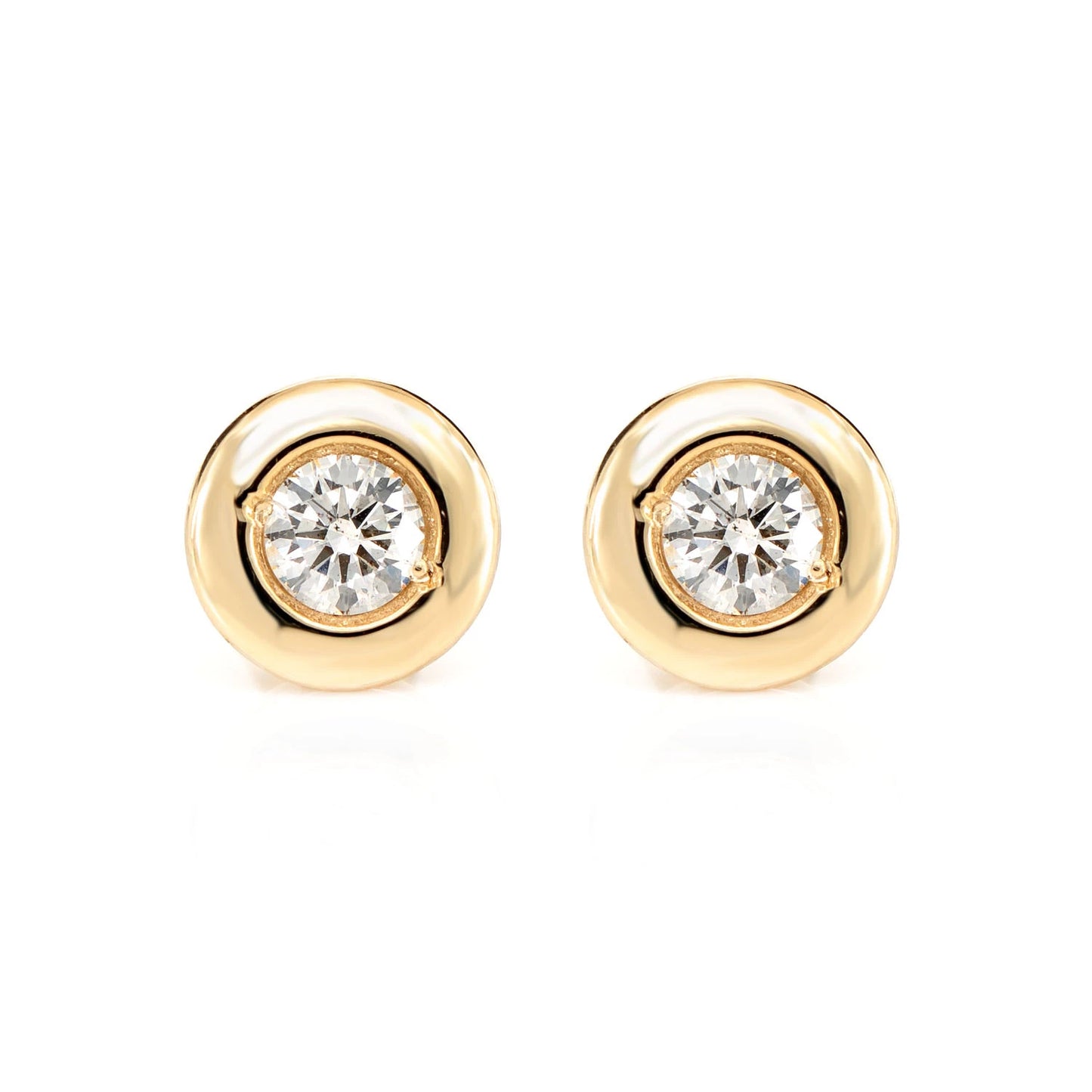 Wide Bezel Set Diamond Stud Earrings